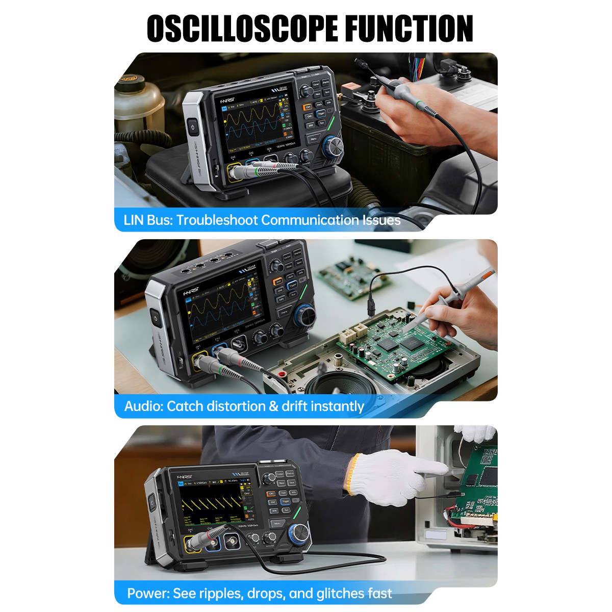 All-in-One Handheld 100MHz ScopeMeter:Oscilloscope Waveform Generator&Multimeter