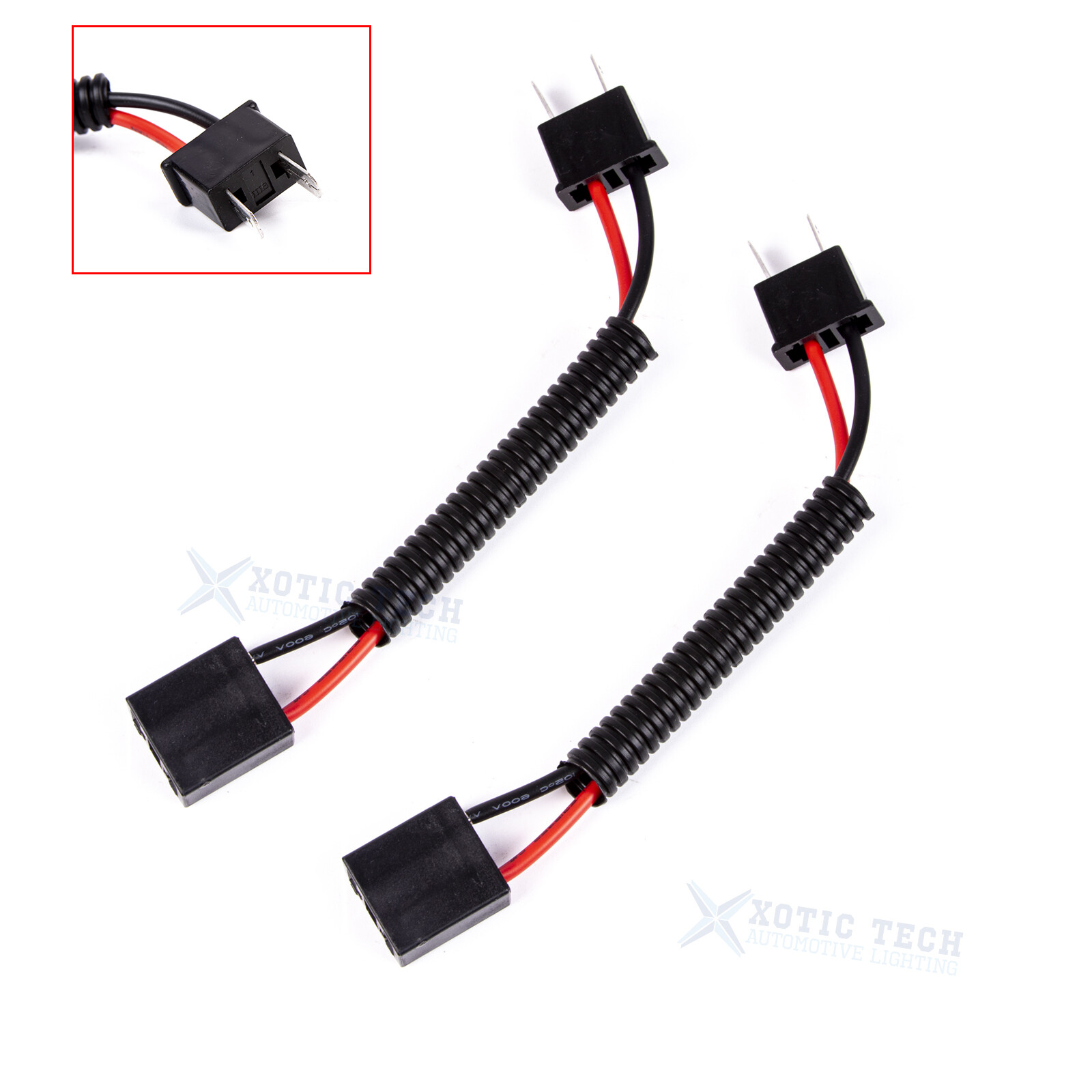 2x H7 Male-Female Extended Wiring Harness Plug Adapters Socket Headlight Bulbs