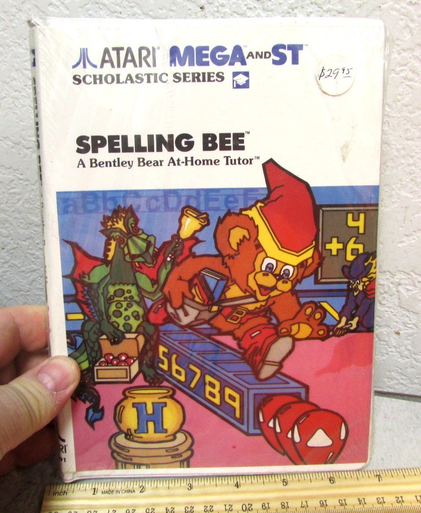 vintage 1988 Atari Mega and ST Spelling Bee floppy disk program, new old stock