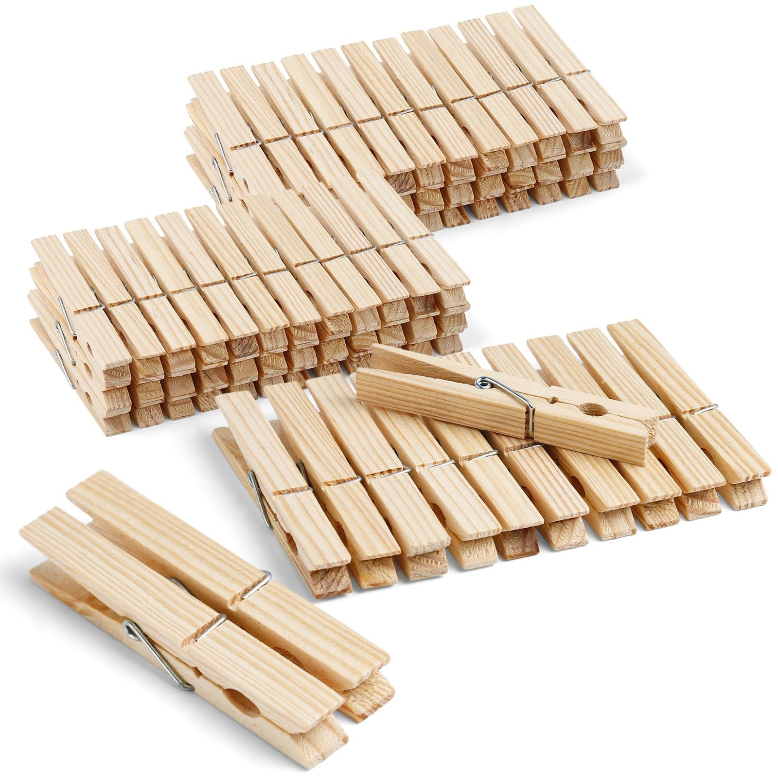 100 PCS Clothes Pins Wooden 3.5 Inch Large Wood Color Natural Clips Crafts