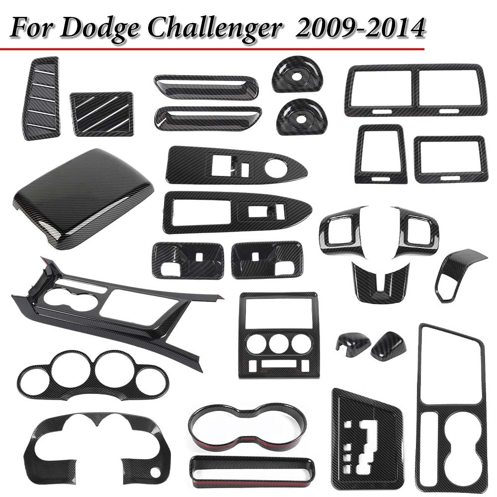 Carbon Fiber Interior Full Cover Dash Console Trim For Dodge Challenger 09-14