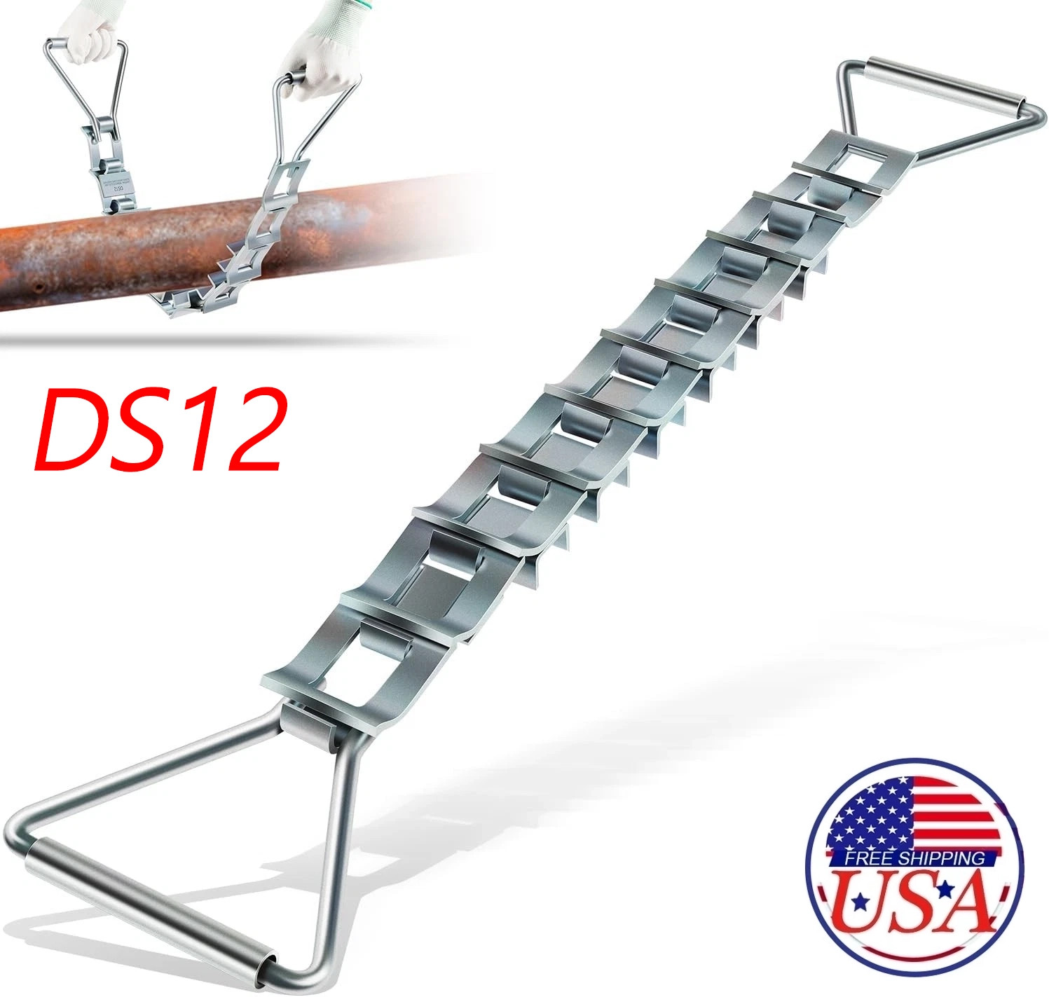 33" Steel Pipe Descaler DS12 Zinc-Plated Steel Scale Remover Fits 3" to12" Pipes