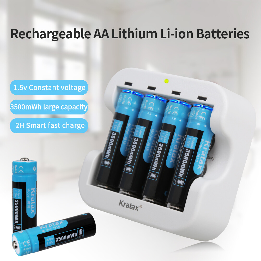 1.5V USB Rechargeable AA Lithium Battery 3500mwh Li-ion Batteries Charger Lot