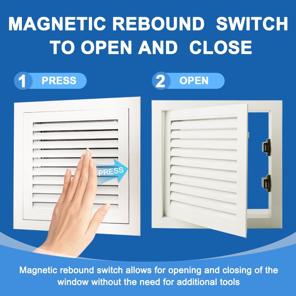 White Aluminum Alloy Access Door Panel Vent 11.65x11.65 Inch PushButton