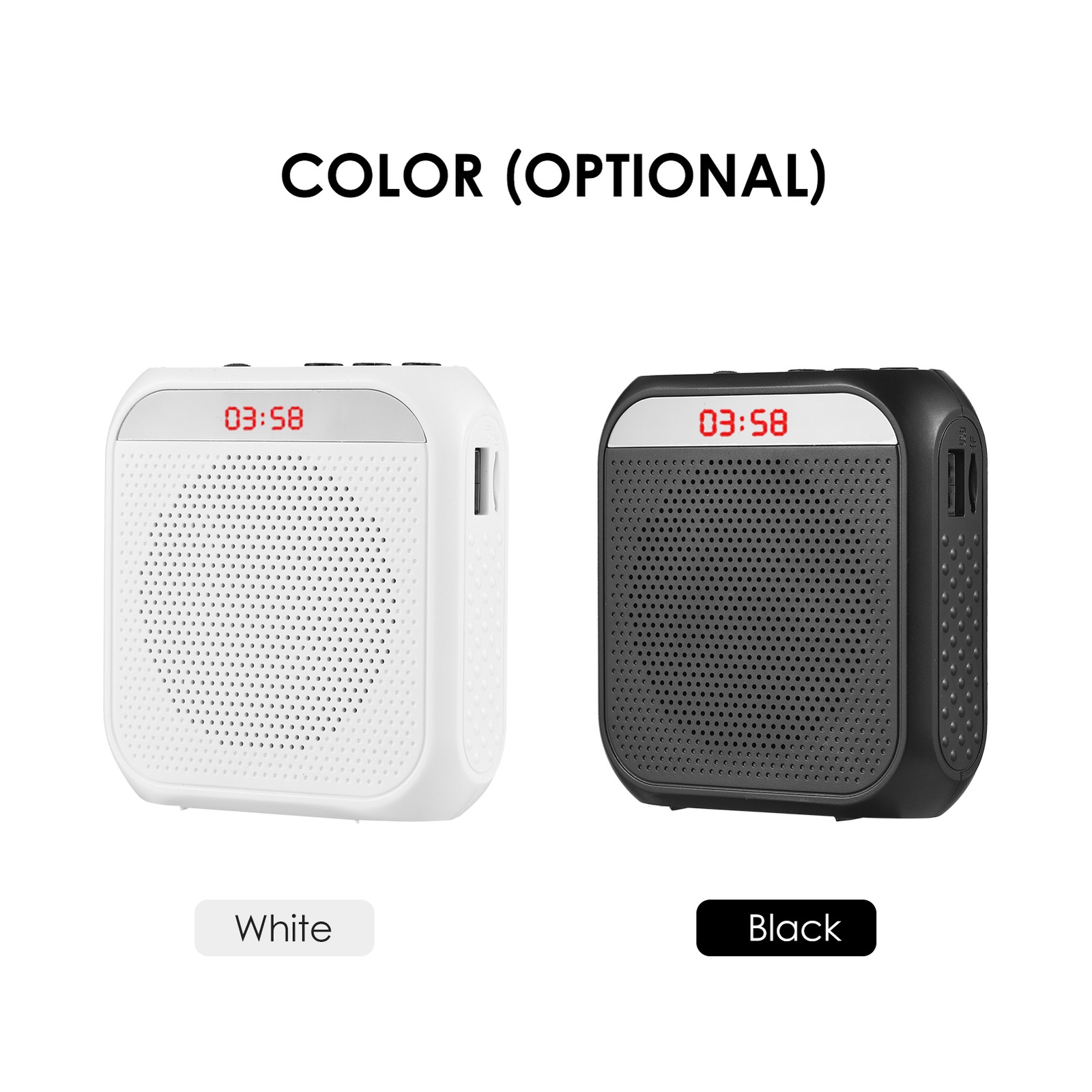 White/Black Mini Voice Amplifier with Music Playing USB Disk TF Card Function