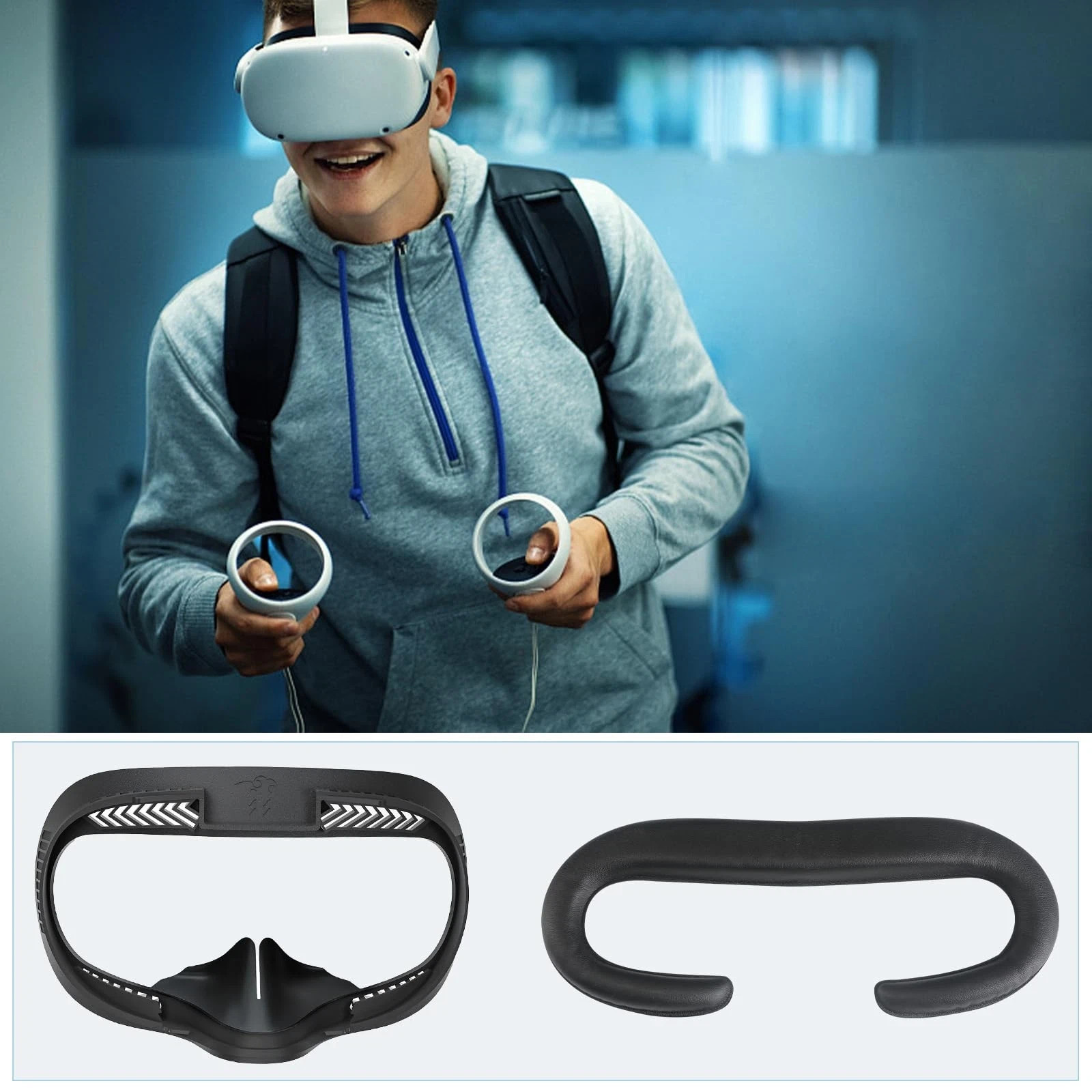 compatible with oculus quest 2 face bracket replacement,vr pu leather face pa...