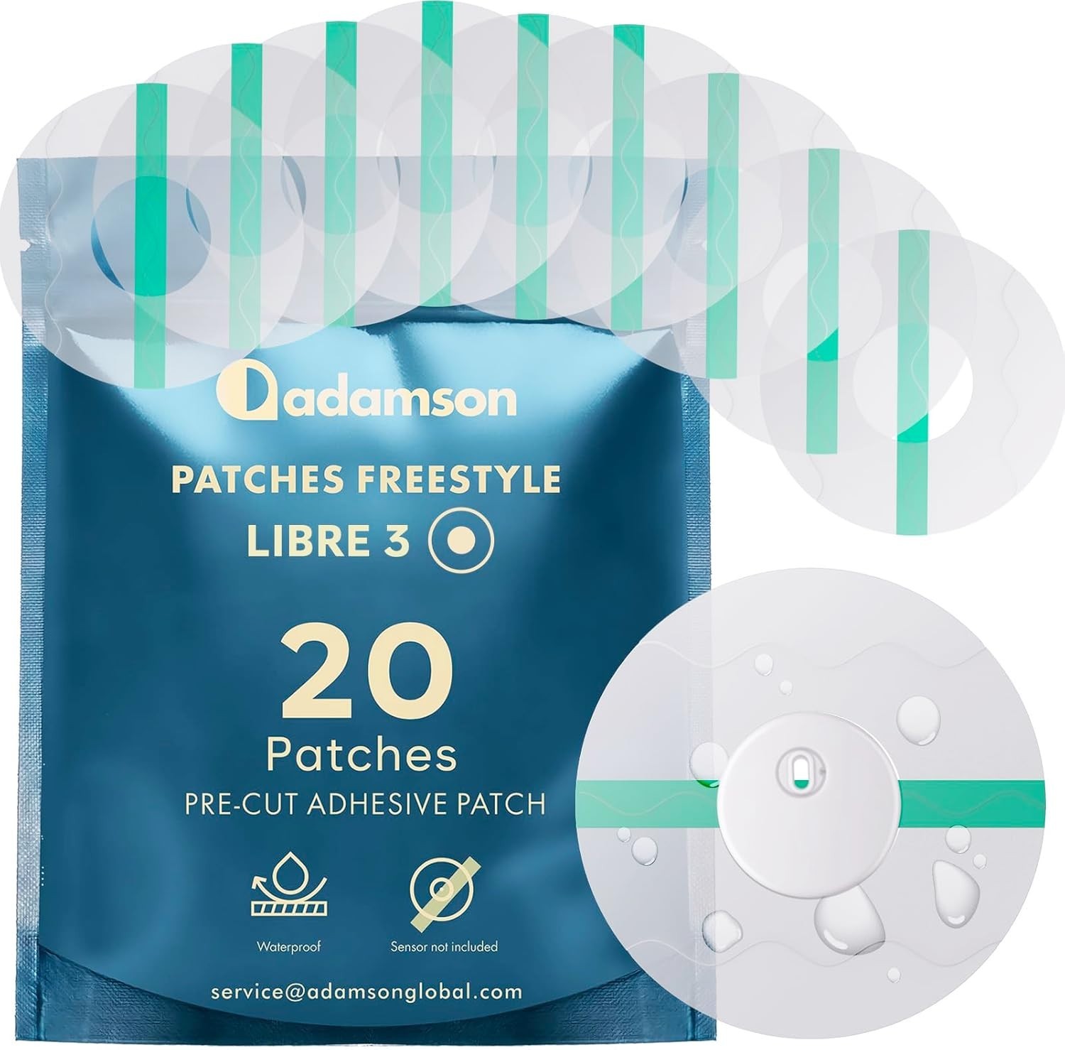 Freestyle Libre 3 Patches - 20 Easy Apply, Waterproof, Transparent Sensor Covers