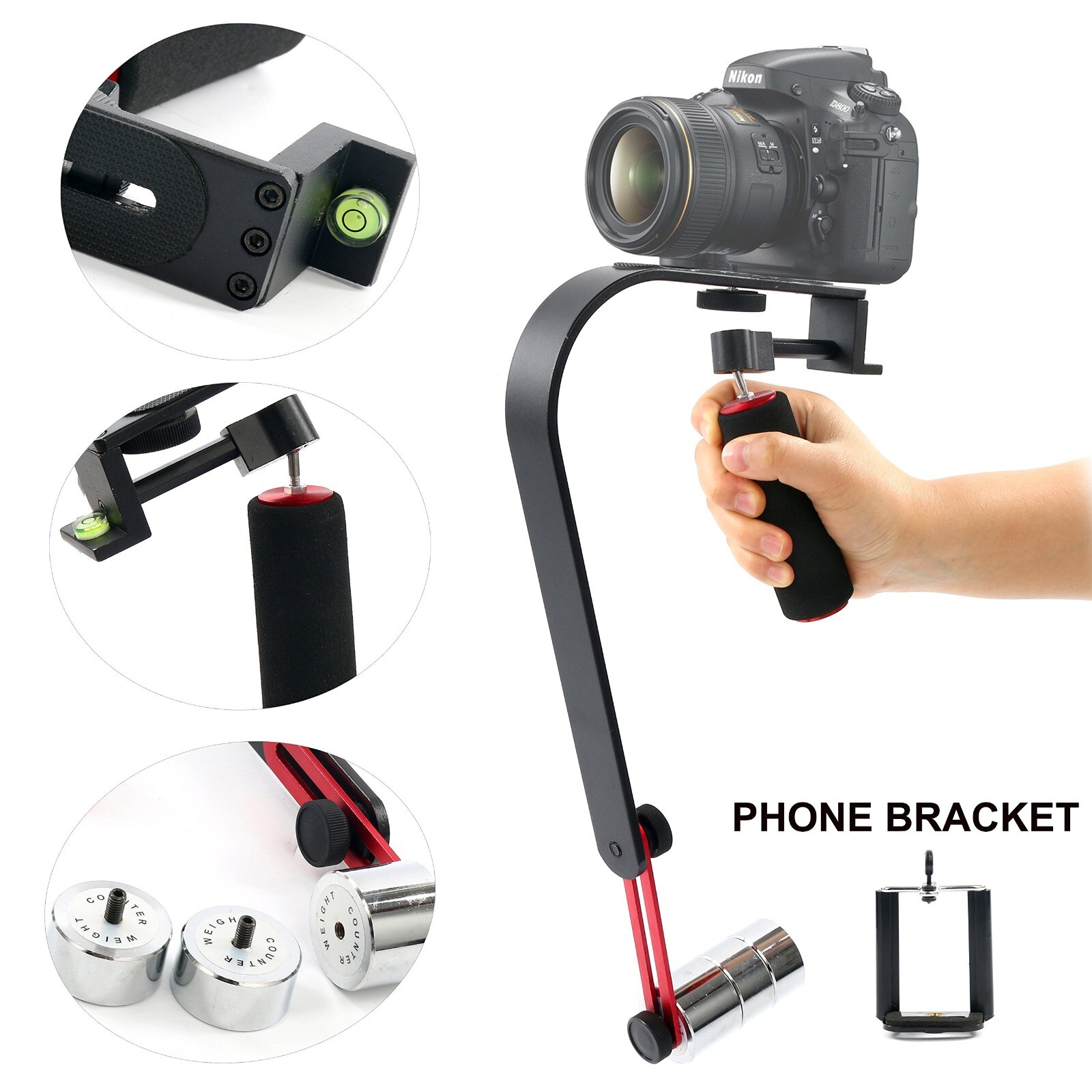 Yaetek Steady Video Action Camera Stabilizer System, Weights, For Camcorders
