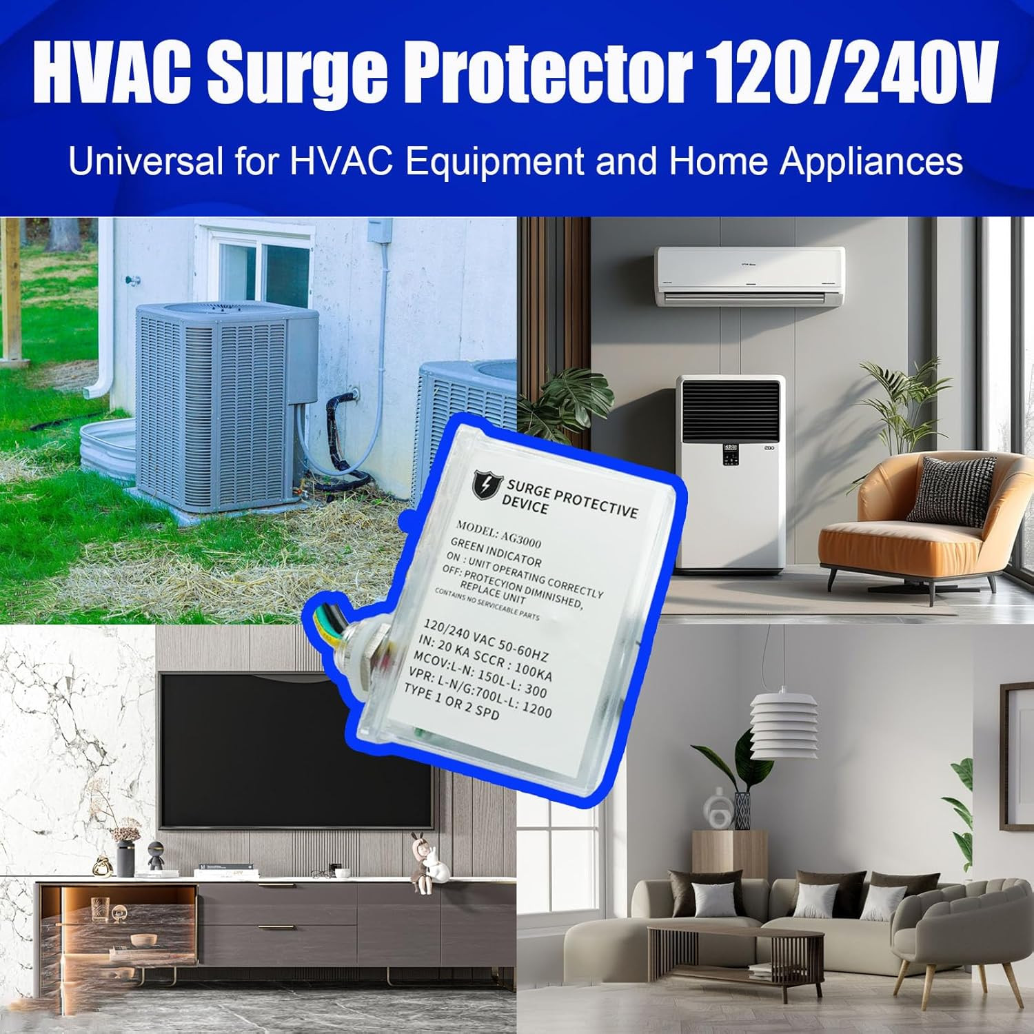 AG3000 120/240V HVAC Surge Protective Device with TPMOV Technology SHIPS FREE