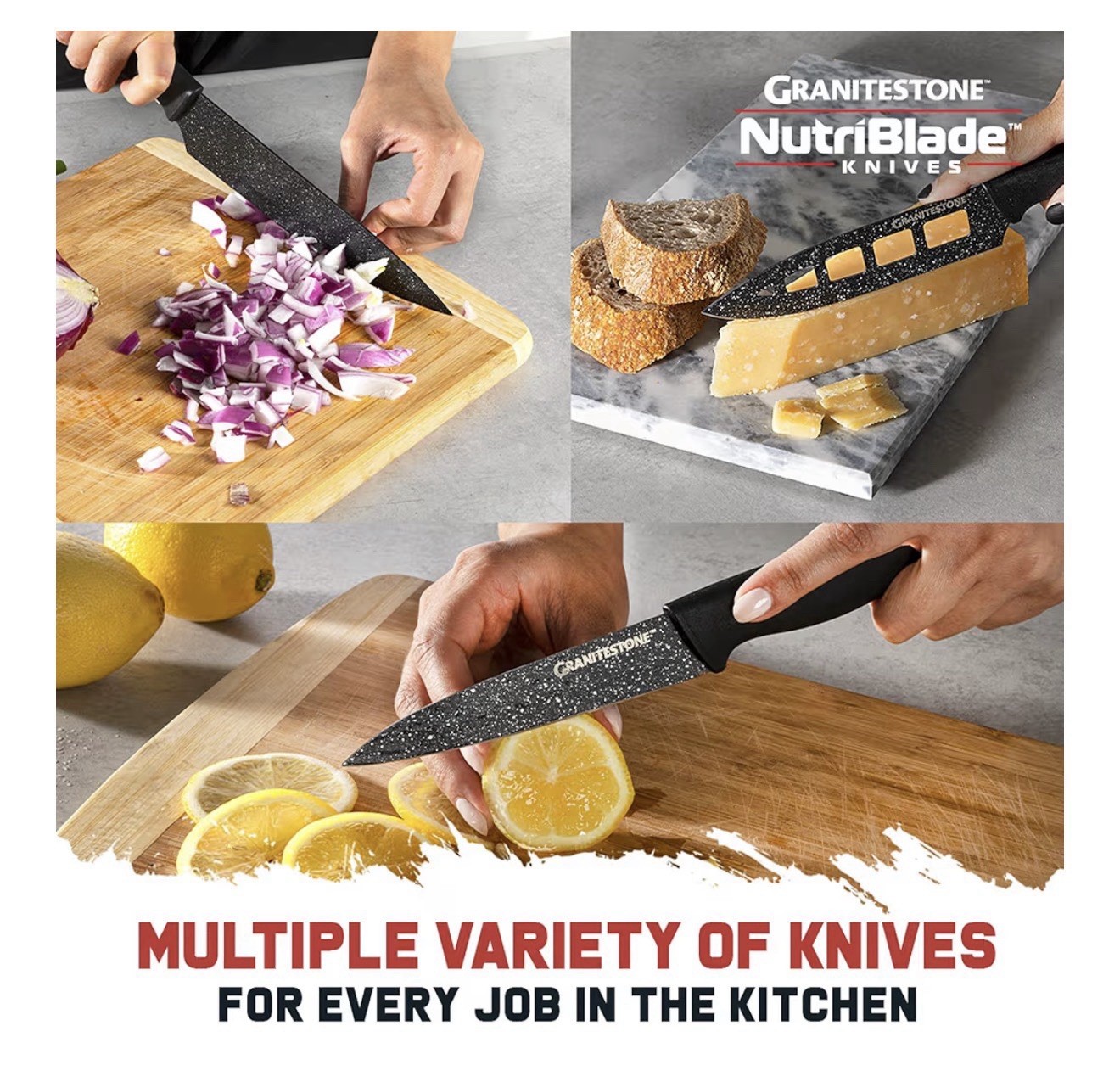 Nutriblade 6 PC Knife Set by Granitestone, Professional Kitchen Chef�s Knives
