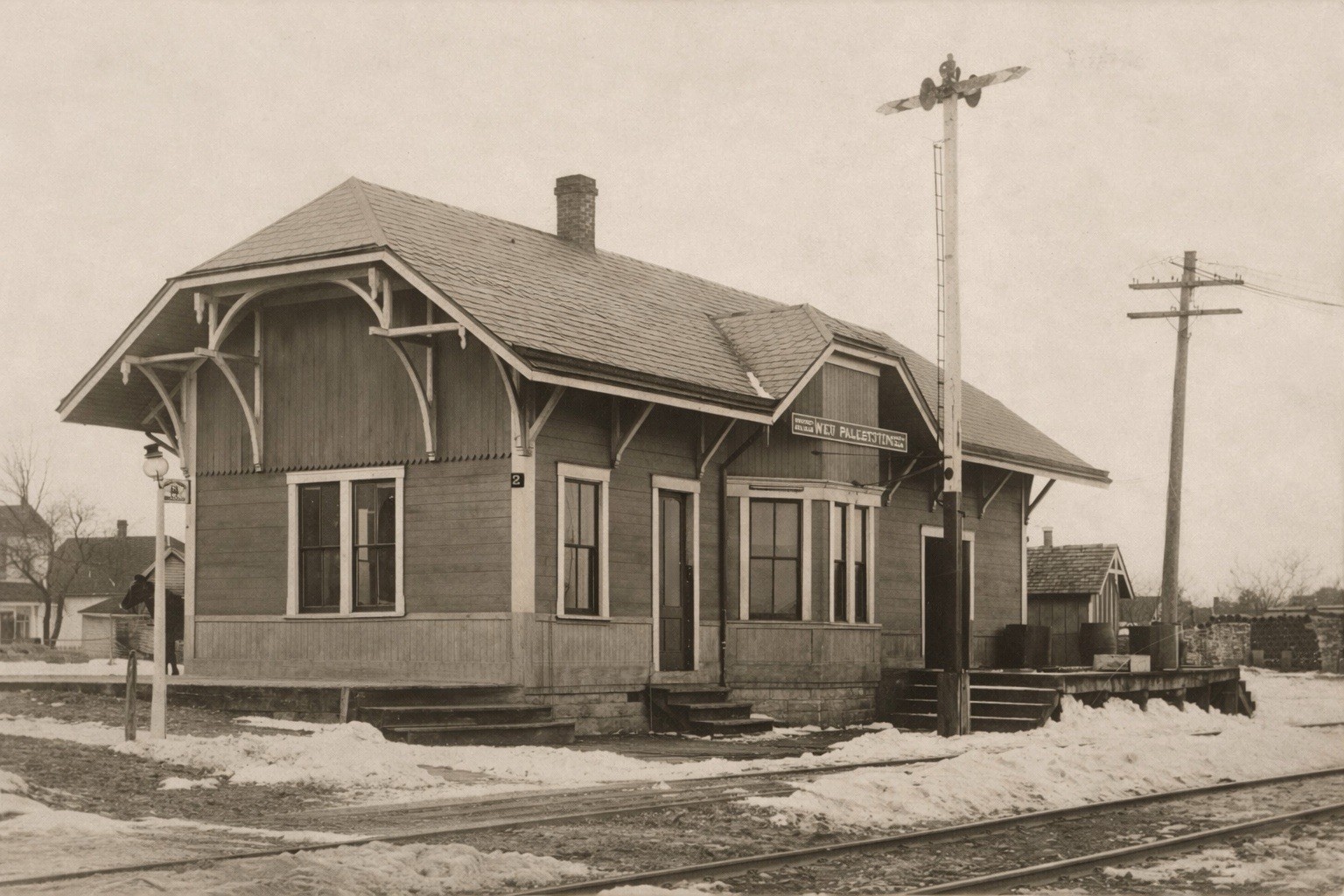 MODERN RPPC REPRINT New Palestine Indiana Railroad Train Depot A962