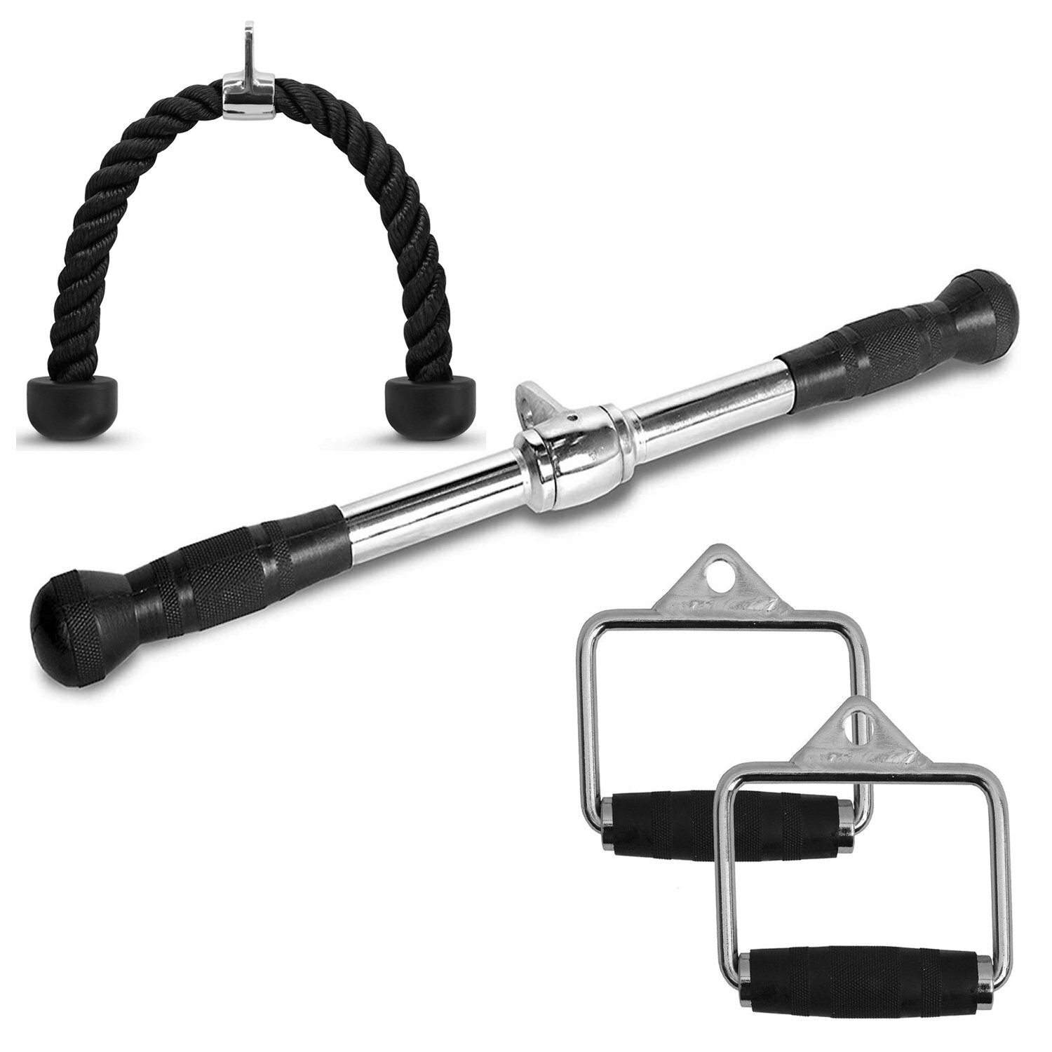 Double Grips D-handle Pair Tricep Rope Pull Down Press Cable Attachment Home Gym