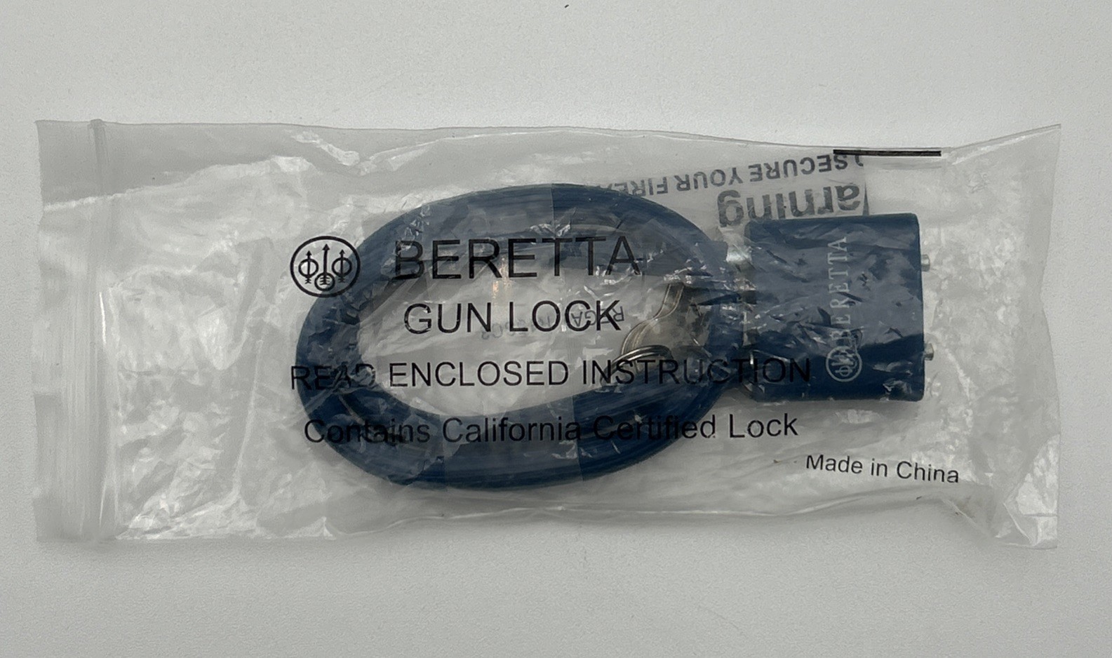 BERETTA Blue Cable Safety Firearm Handgun GUN LOCK w/ 2 Keys NIP NEW