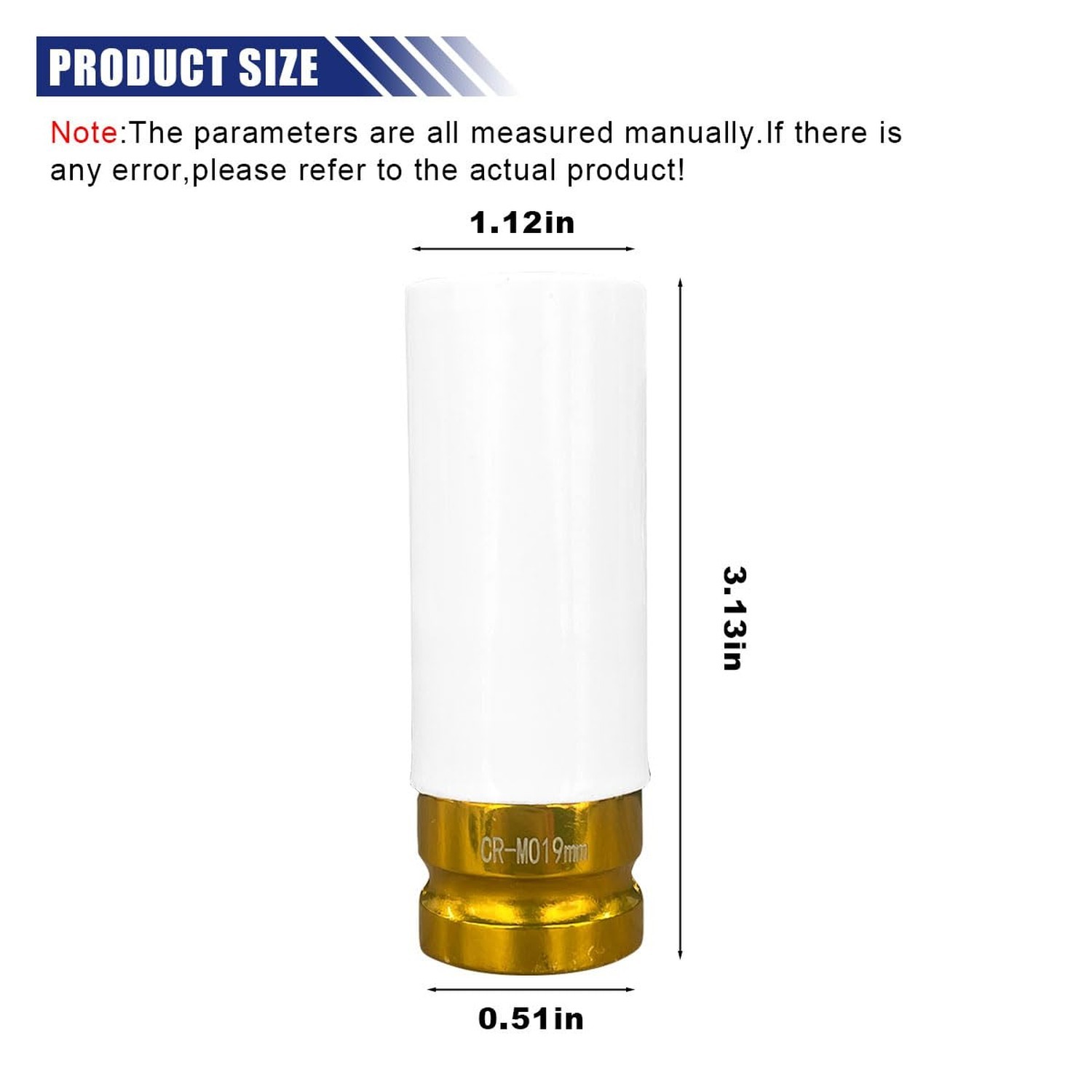 1/2" Drive 19 mm Lug Nut Impact Socket, Non-Marring Deep Lug Nut Socket, Thin...