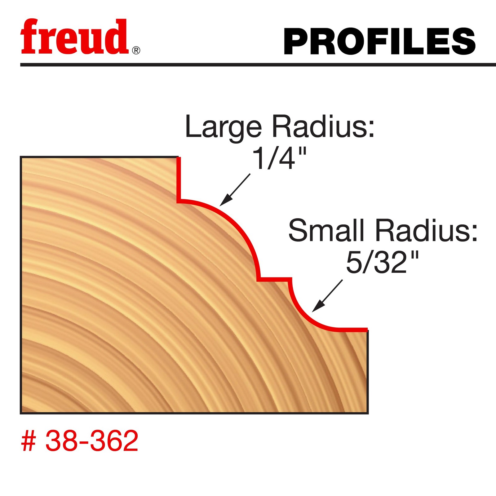 Freud 38-362 Classical Cove Bead Bit 1-1/2" Diameter 1/2" Shank Router Bit