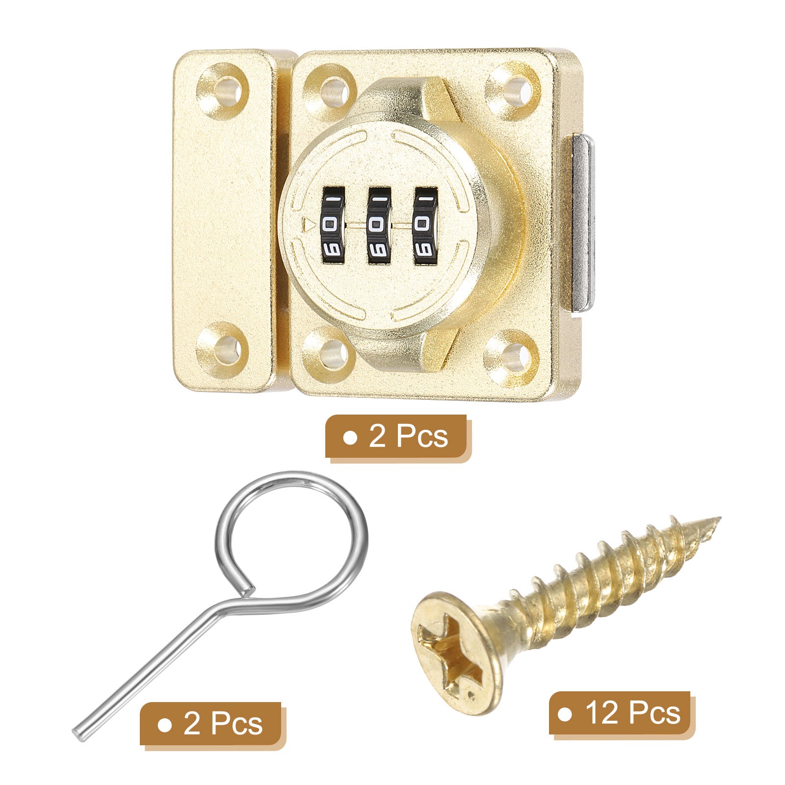 2 Pcs Combination Cabinet Latch Keyless Password Locks Gold