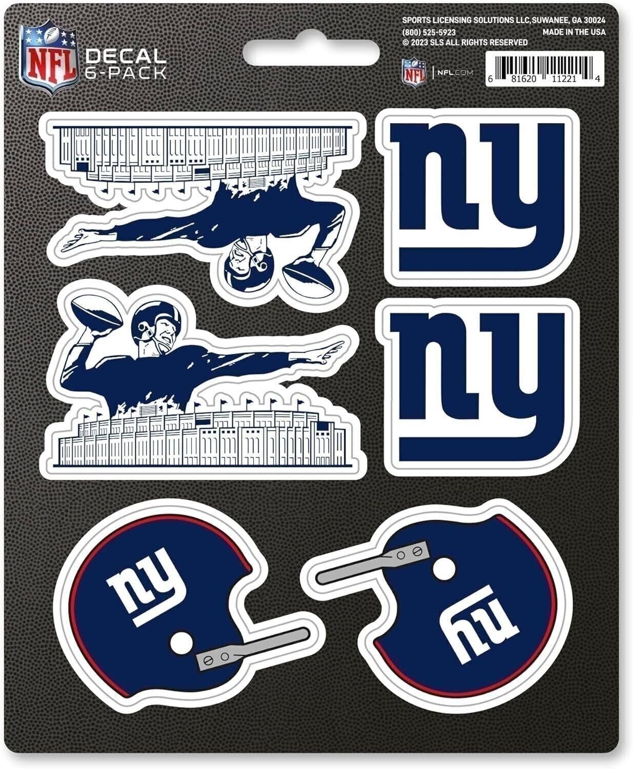 New York Giants 6-Piece Decal Sticker Set, Vintage Retro Logo, 5x6 Inch...