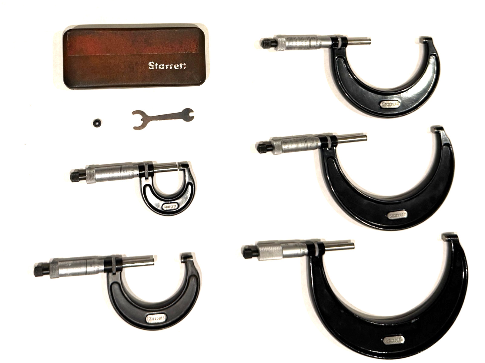 STARRETT 0-5 Inch MICROMETER SET # 436XRL CARBIDE Anvils, Lock & Ratchet .0001"