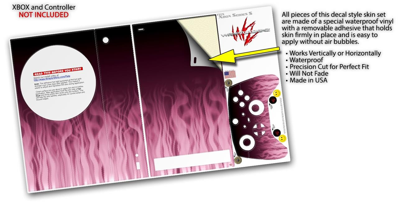 Skin Wrap for XBOX Series S Console Controller Fire Pink
