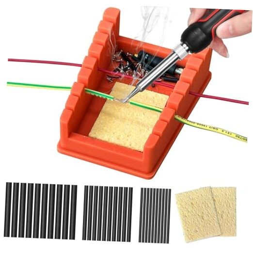 Upgraded silicone soldering wire Holder with 30PCs wire Heat shrink Orange-Tube