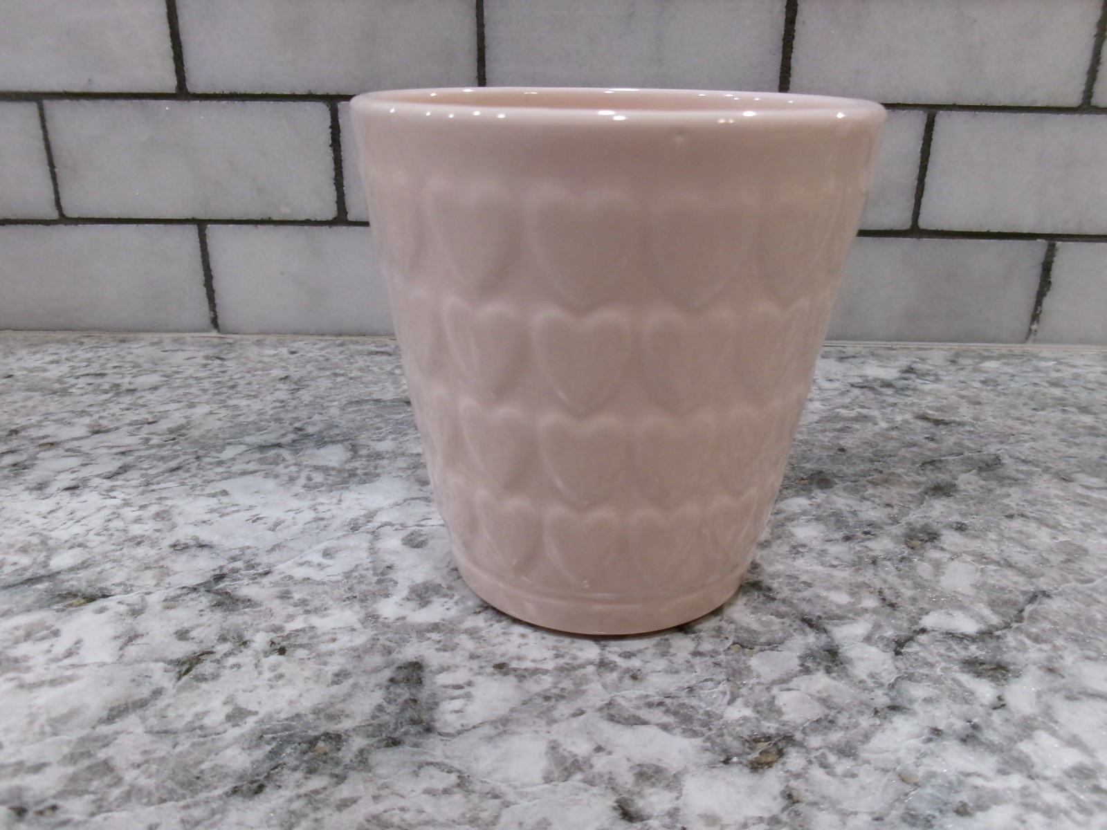Light Pink Heart Ceramic Planter, Valentine, , 4" x 3.5" ***NEVER USED***