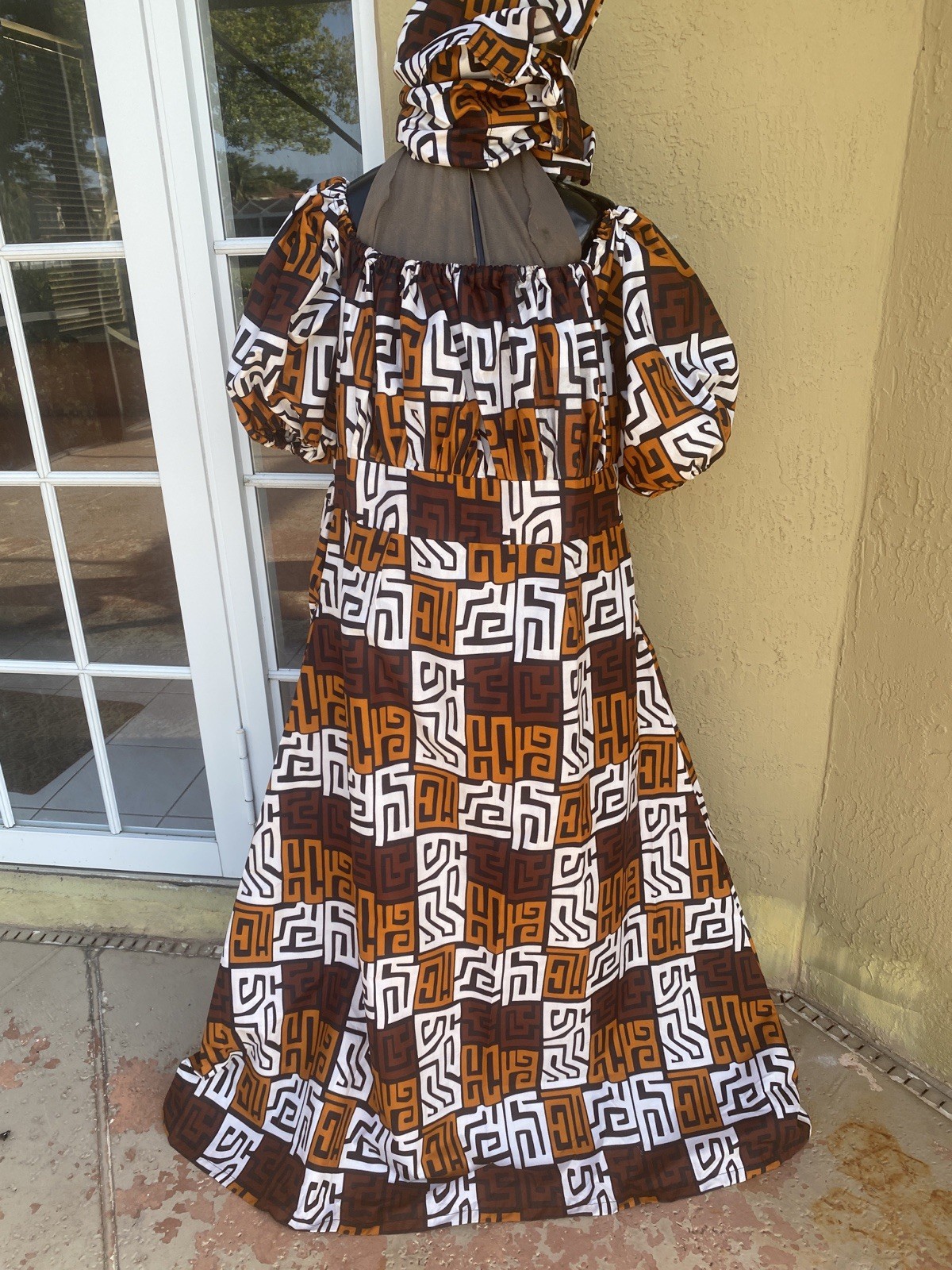 AFRICAN PRINT ELEGANT MULTICOLOR MAXI DRESS  A-LINE FLOOR LENGTH  DRESS-XL-16/18