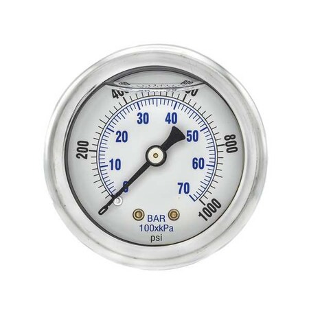 Pic Gauges 202L-204M Industrial Pressure Gauge,  0 To 1, 000 Psi,  2 In Dial,