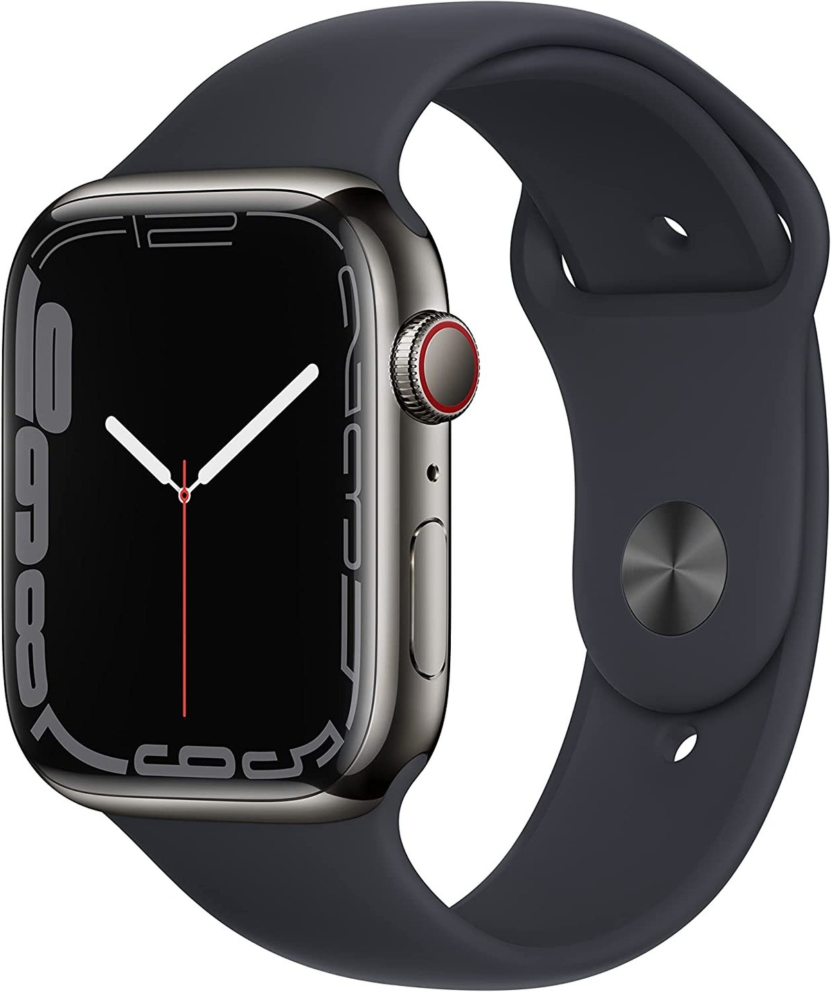 Apple Watch S7 45mm GPS/LTE Graphite Stainless Case Midnight Band MNAV3LL/A Good