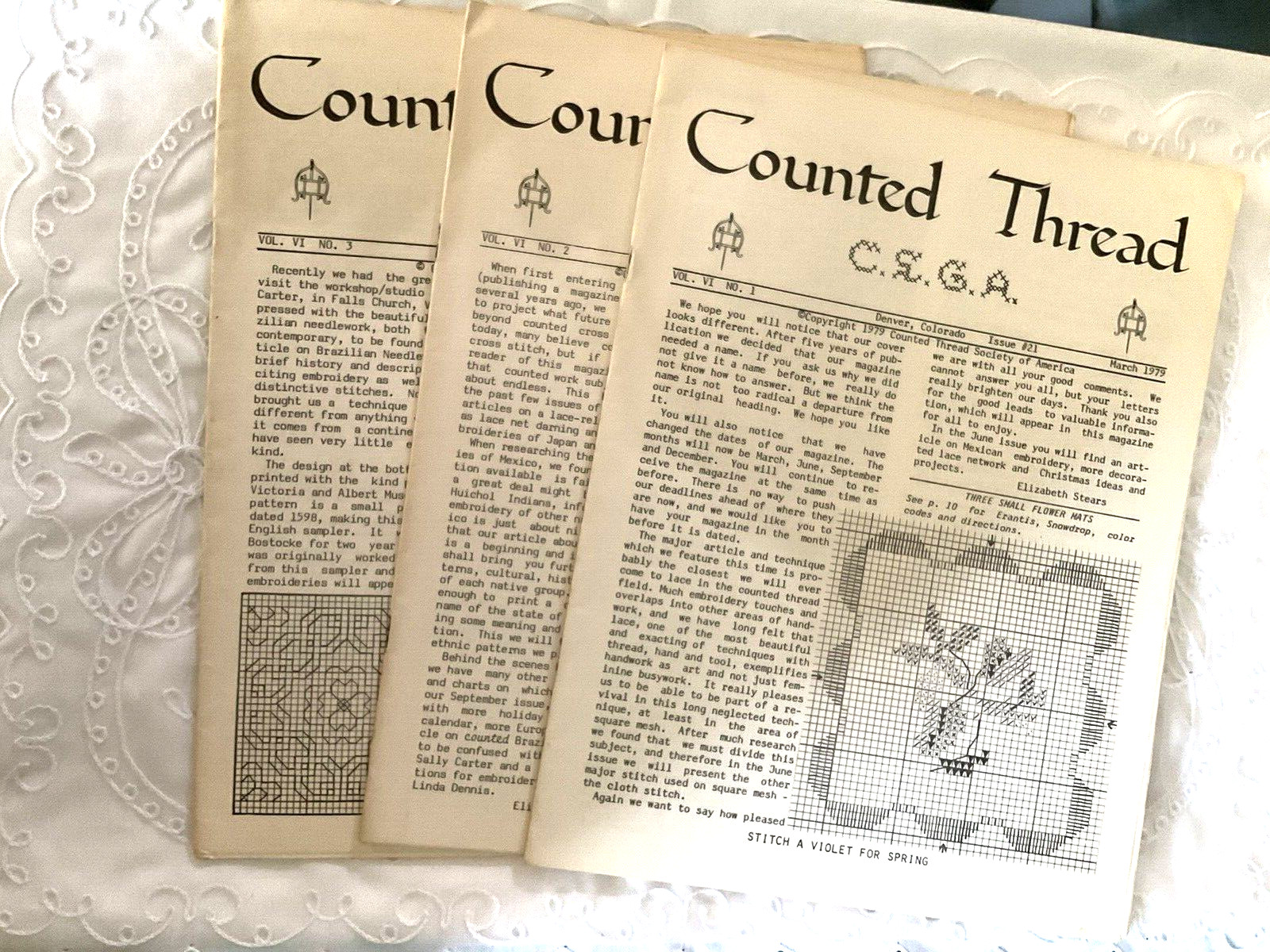 Counted Thread Society of America CSGA Newsletter Lot Of 3 Year 1979 Used
