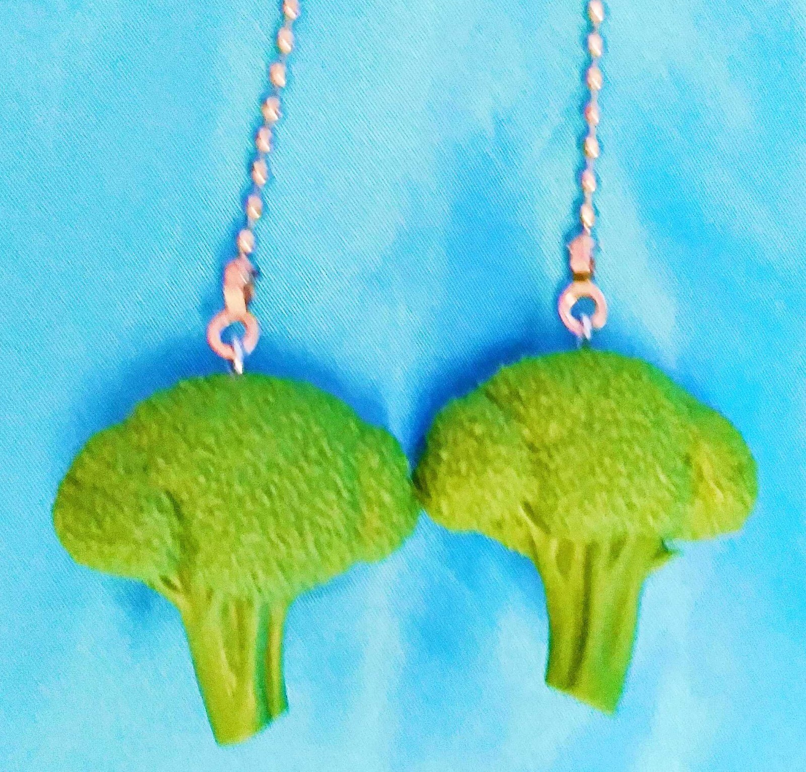 Set of Two ~ Green BROCCOLI VEGETABLE ~ Ceiling Fan Pulls