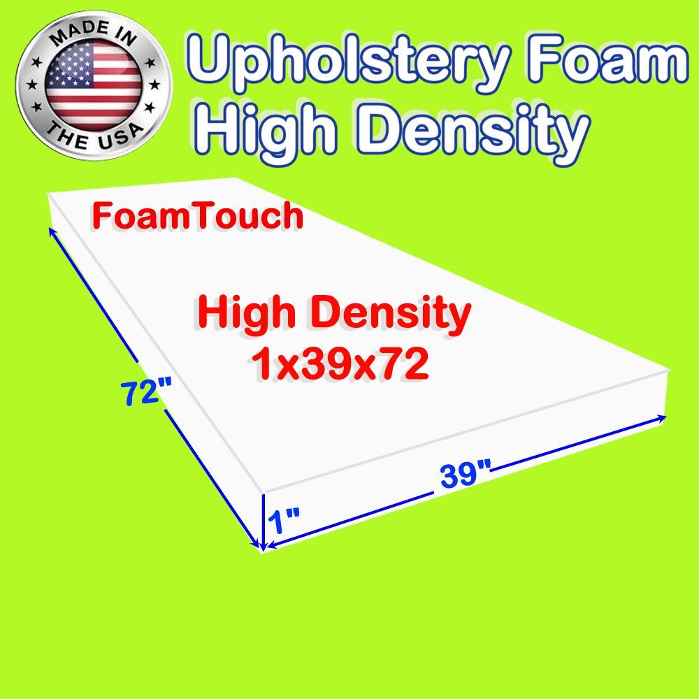 Upholstery Foam Seat Cushion Replacement 1"x39"x72" Firm by FoamTouch Custom Cut