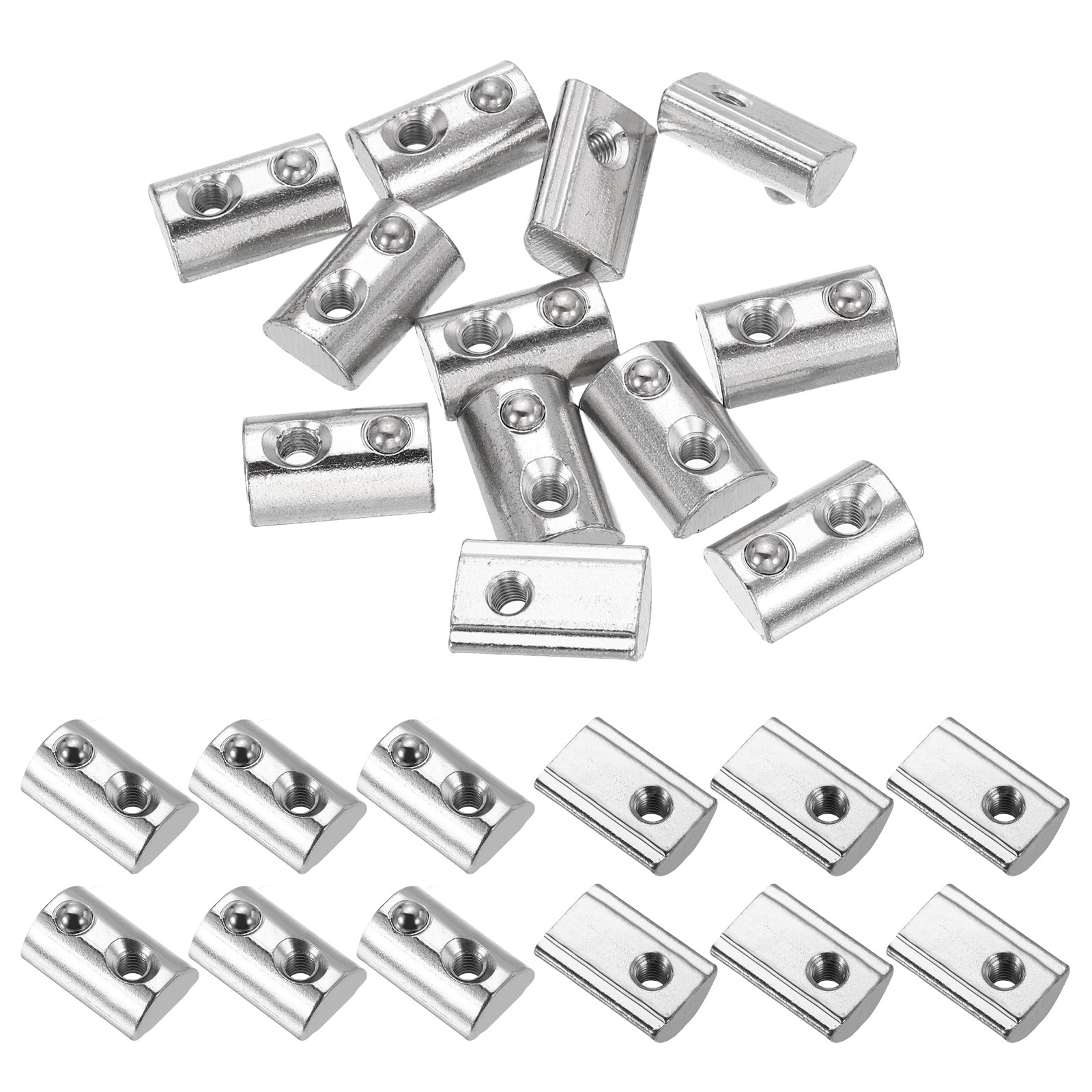 12Pcs M5 Half Round Roll in Spring t Nuts 4545 Series t Slot Spring Nuts Silver
