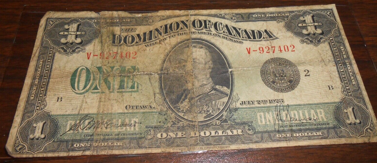 1923 THE DOMINION OF CANADA $1 - OTTAWA - V- 927402 - JULY 2ND 1923