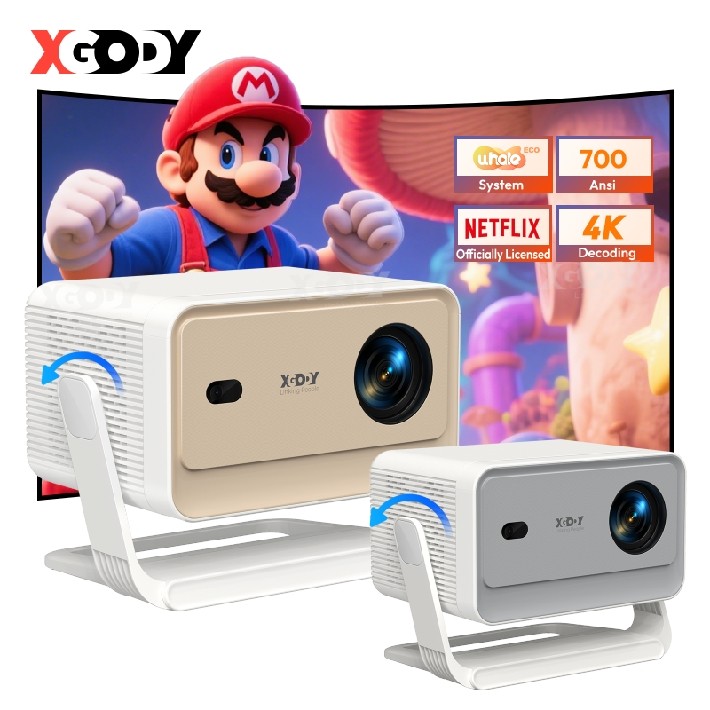 XGODY Whale Os 25000LMS Projector 1080P 4K HD Home Theater Cinema WiFi Bluetooth