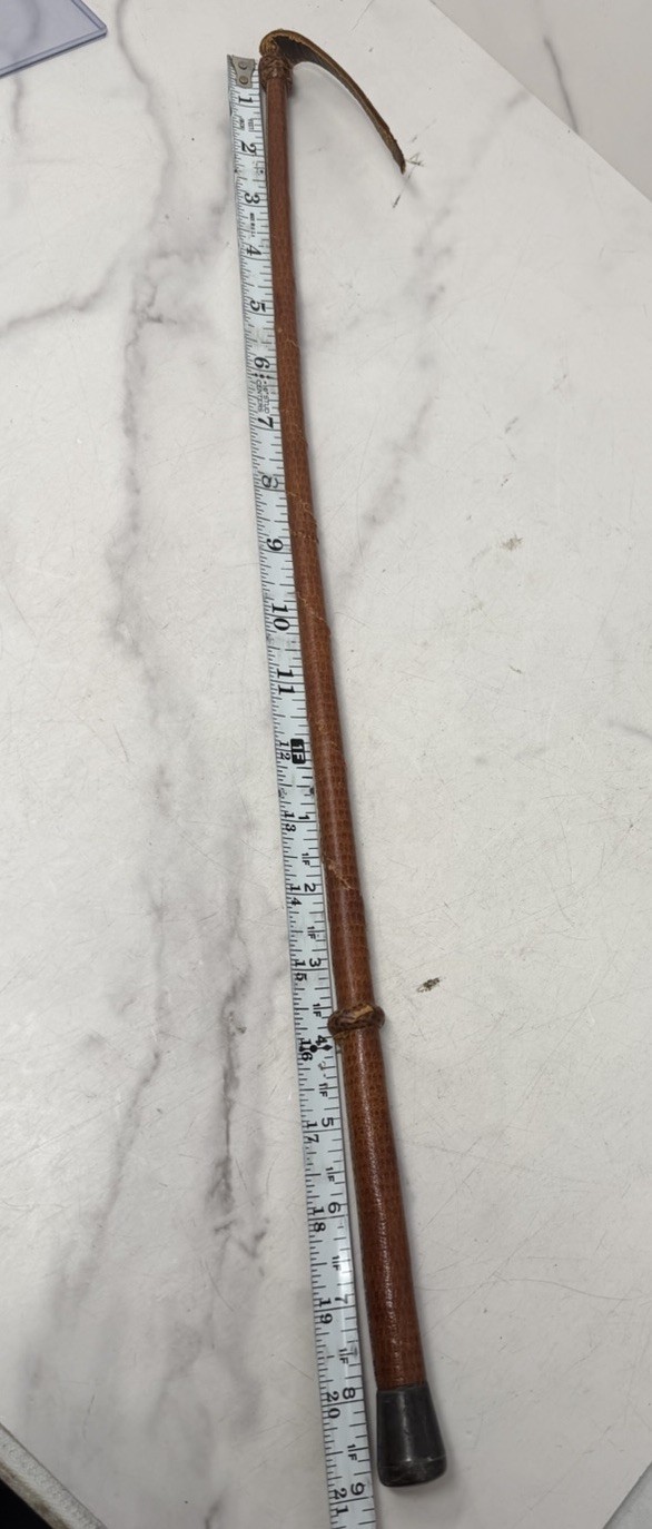 Antique Sterling Silver Mounted Riding Crop Leather Fall