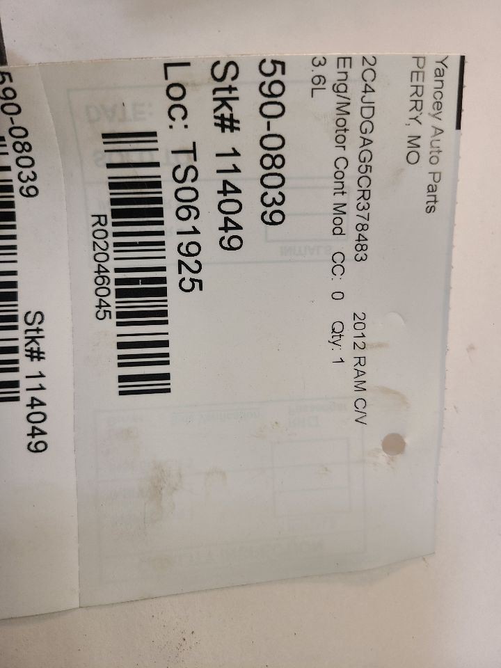 2012 12 DODGE CARAVAN Engine ECM Electronic Control Module 3.6L 05150657AA