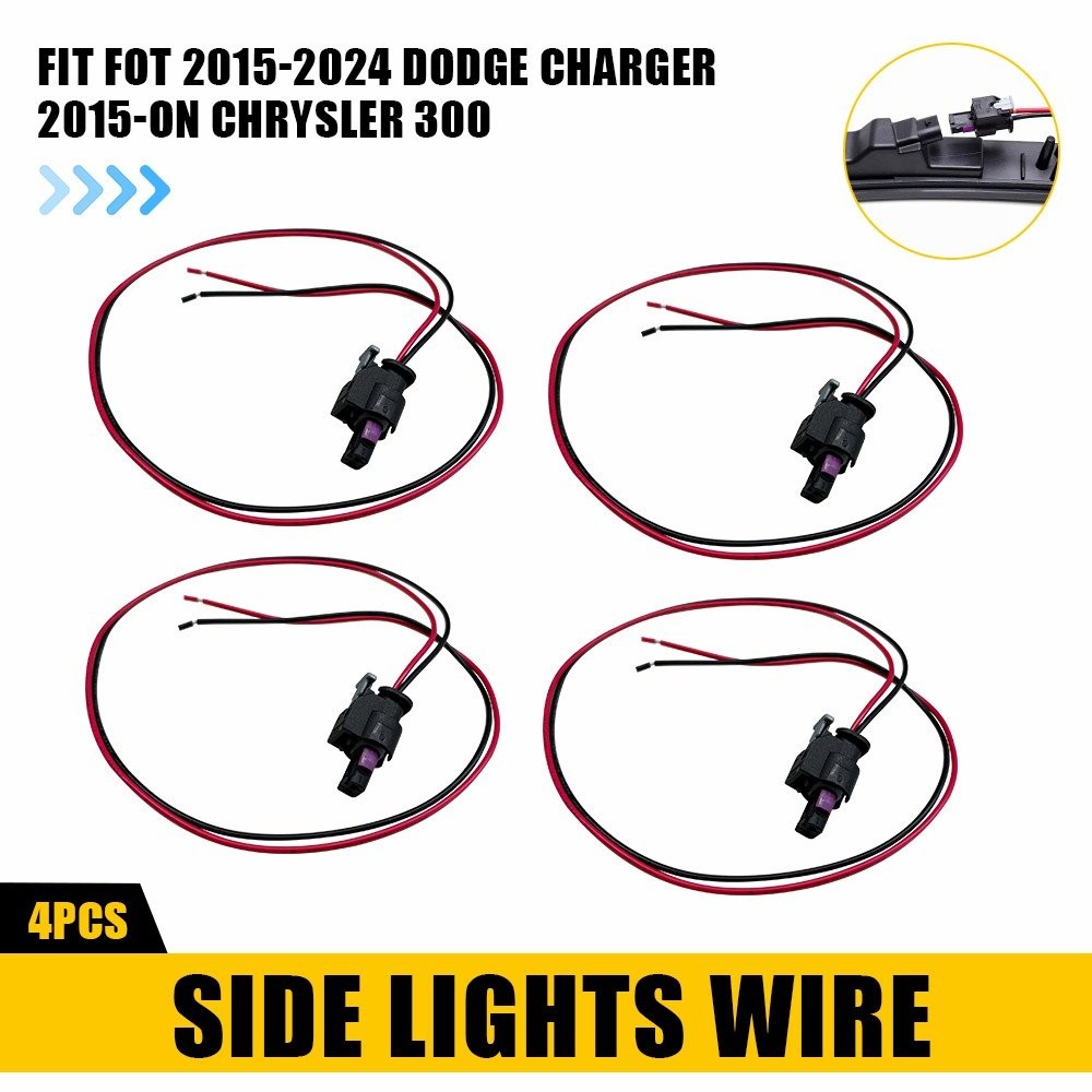 For 2015-24 Dodge Charger 4PCS Side Marker Light Wire Harness Connector Plug Set