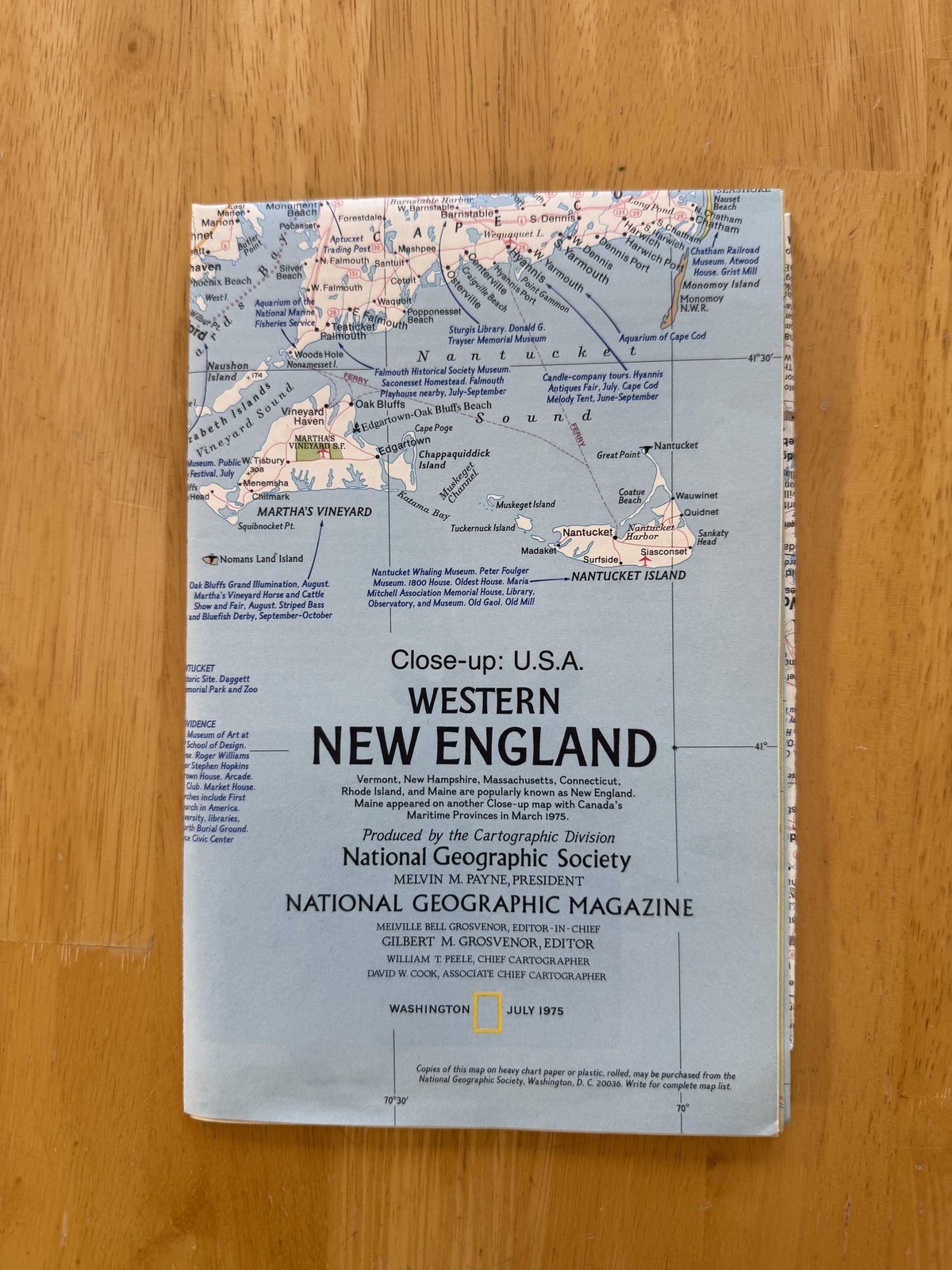Vintage 1975 National Geographic Western New England Folded Map Close-Up USA