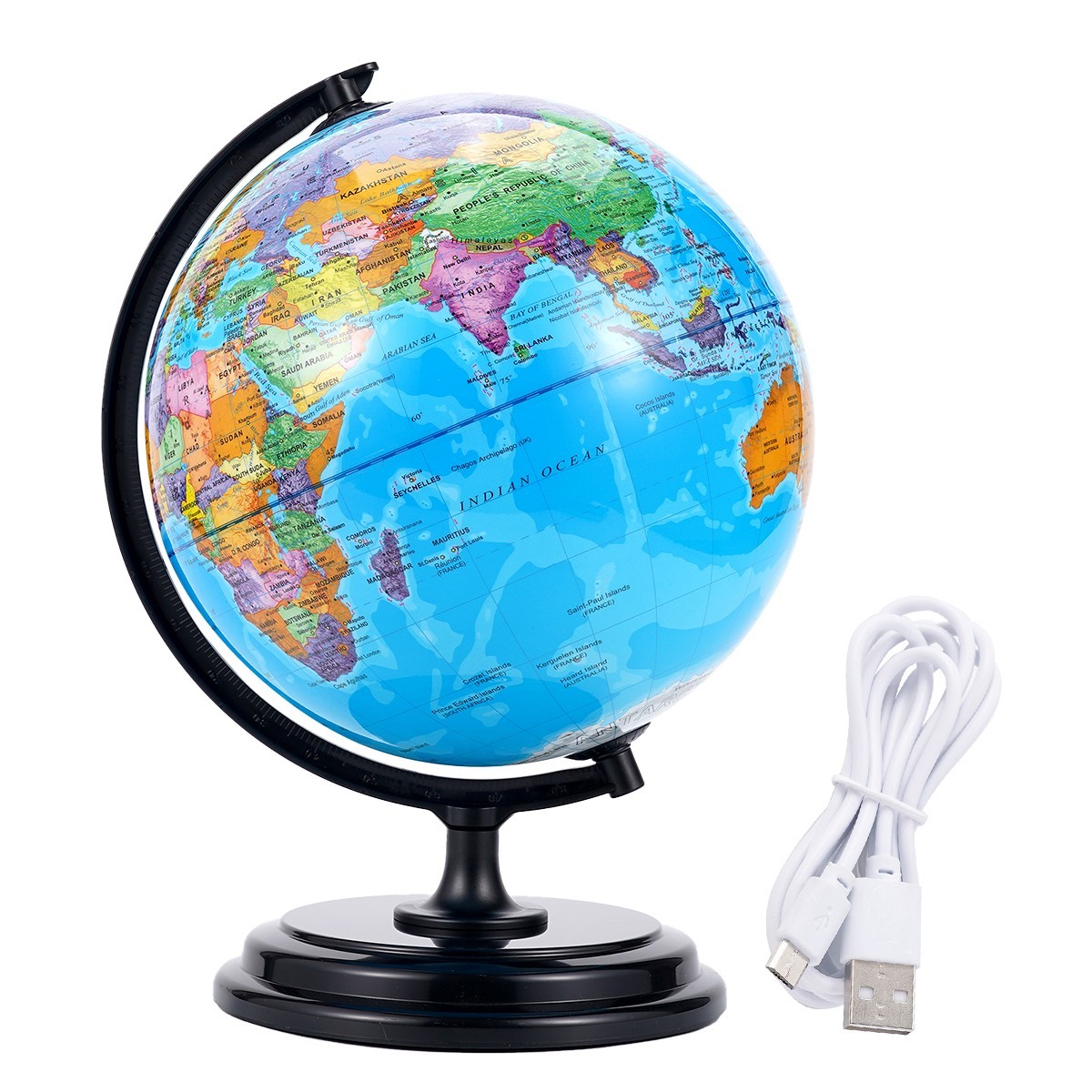 10inch World Globe Desktop Earth Globe Educational for Classroom & Home Learning