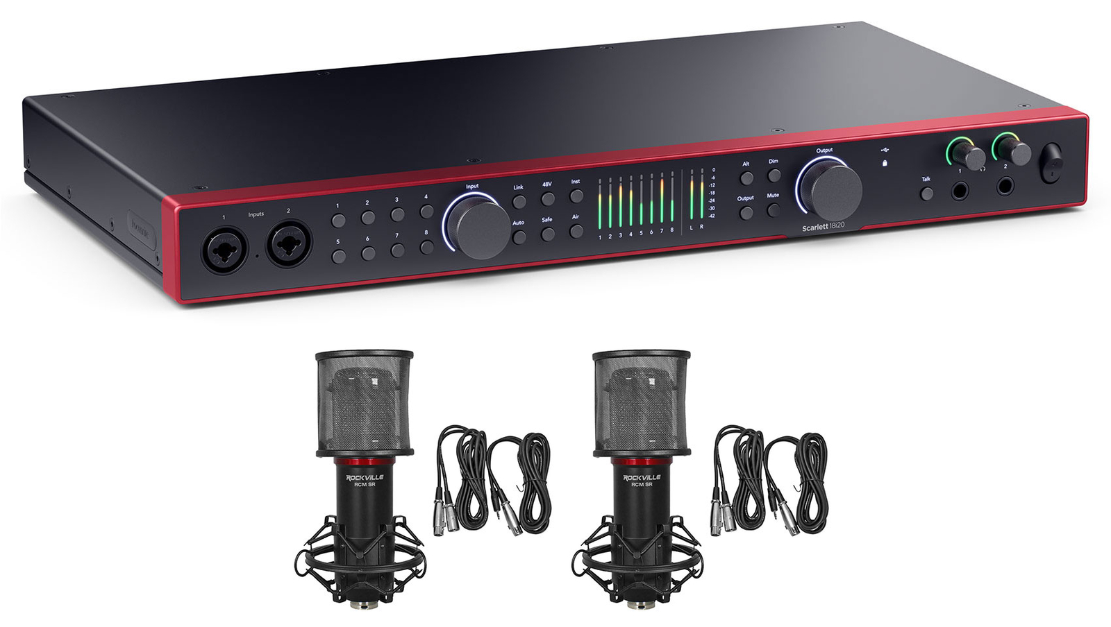 Focusrite SCARLETT 18I20 4G 4th Gen Audio Recording Interface+(2) Studio Mics