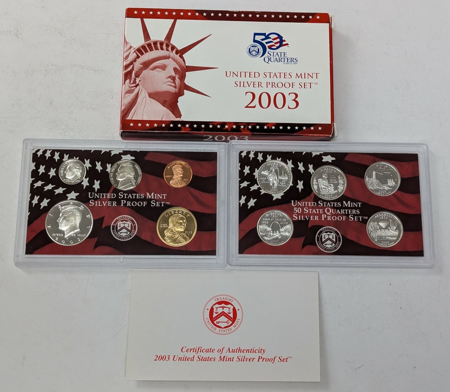 2003 S US Mint Silver Proof Set 10 Coins OGP & COA