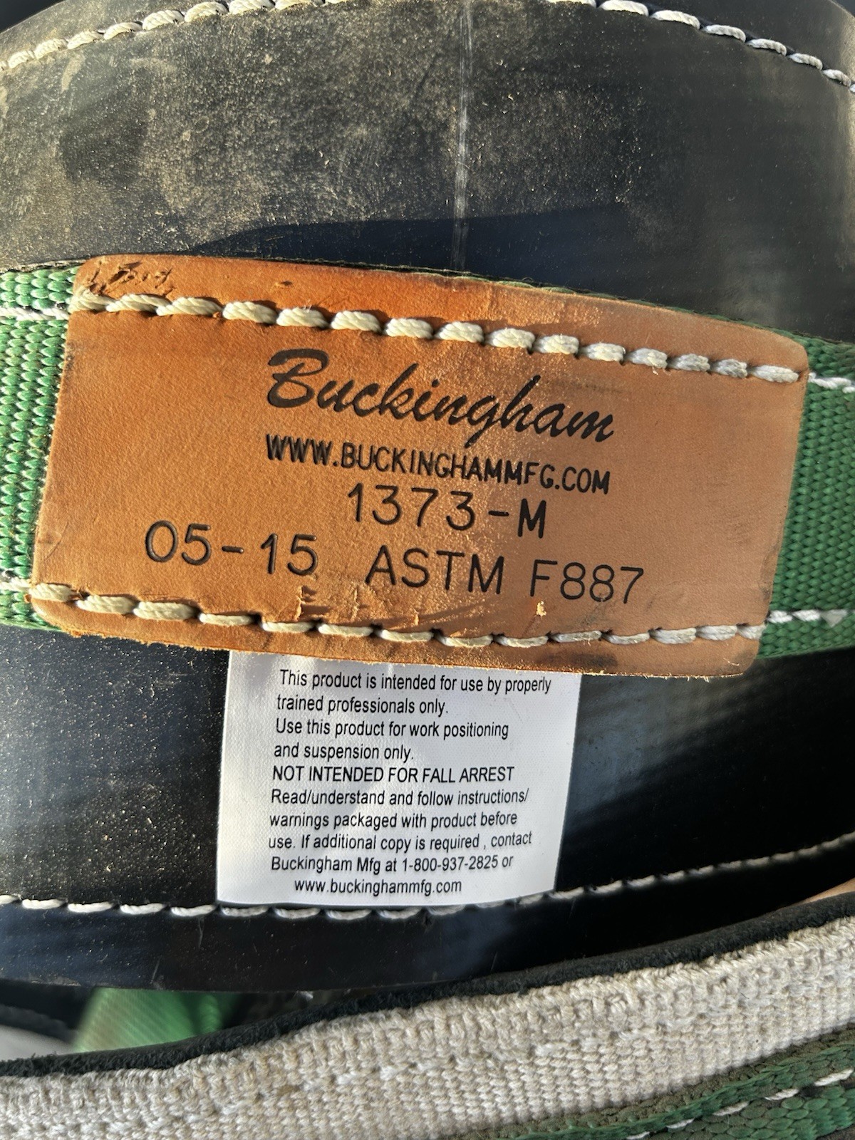 Bucking Ham 1373 Climbing Belt Butt Strap Floating D Ring Medium
