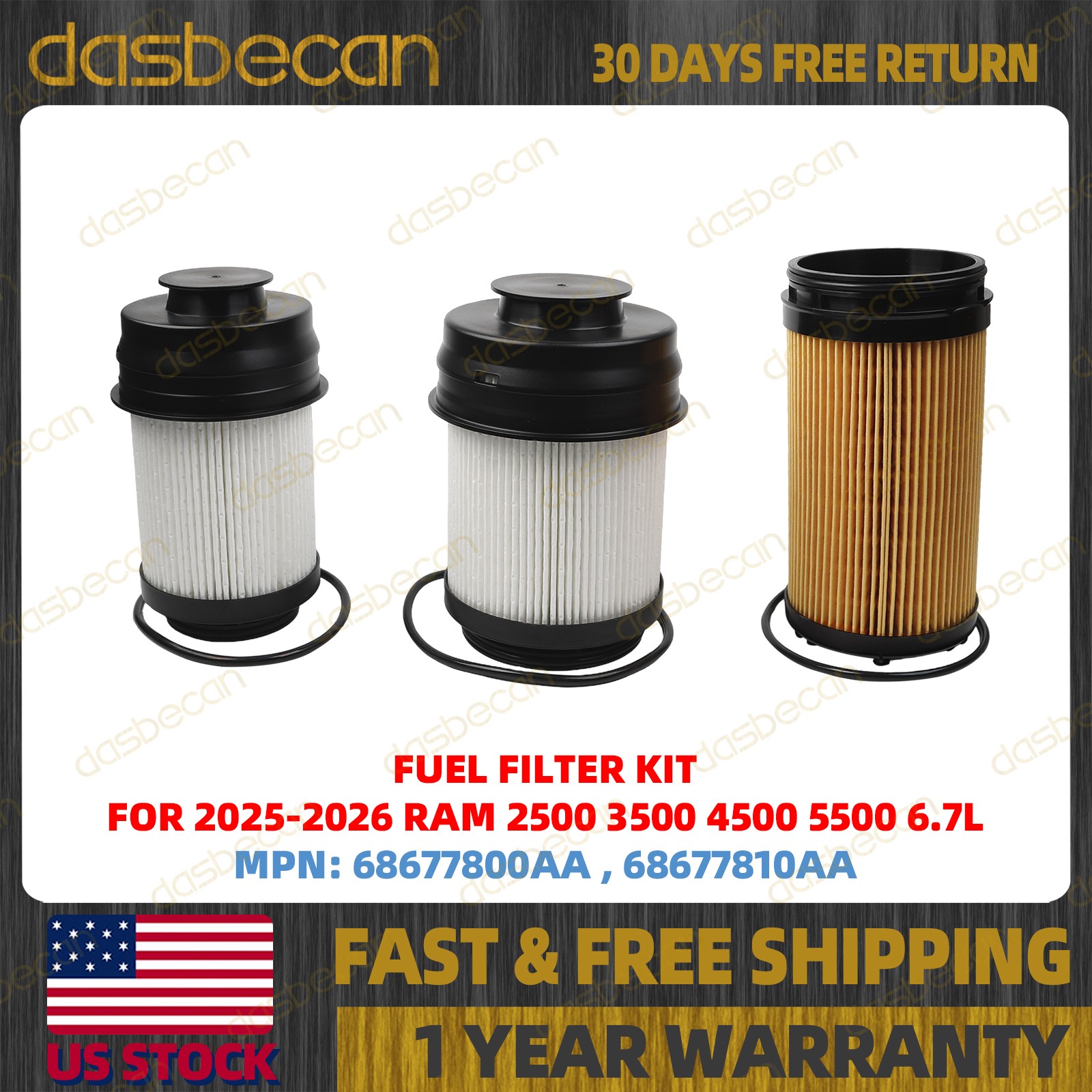 6.7L Cummins Oil Filter 68677810AA Fuel Filter Kit 68677800AA For Dodge Ram 2025
