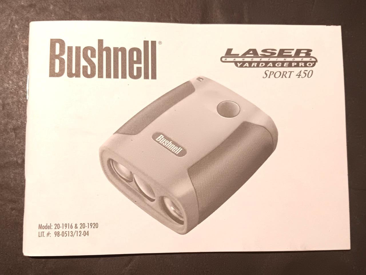 Bushnell Laser Rangefinder Yardage Pro Sport 450 Instructions Owners Manual ONLY