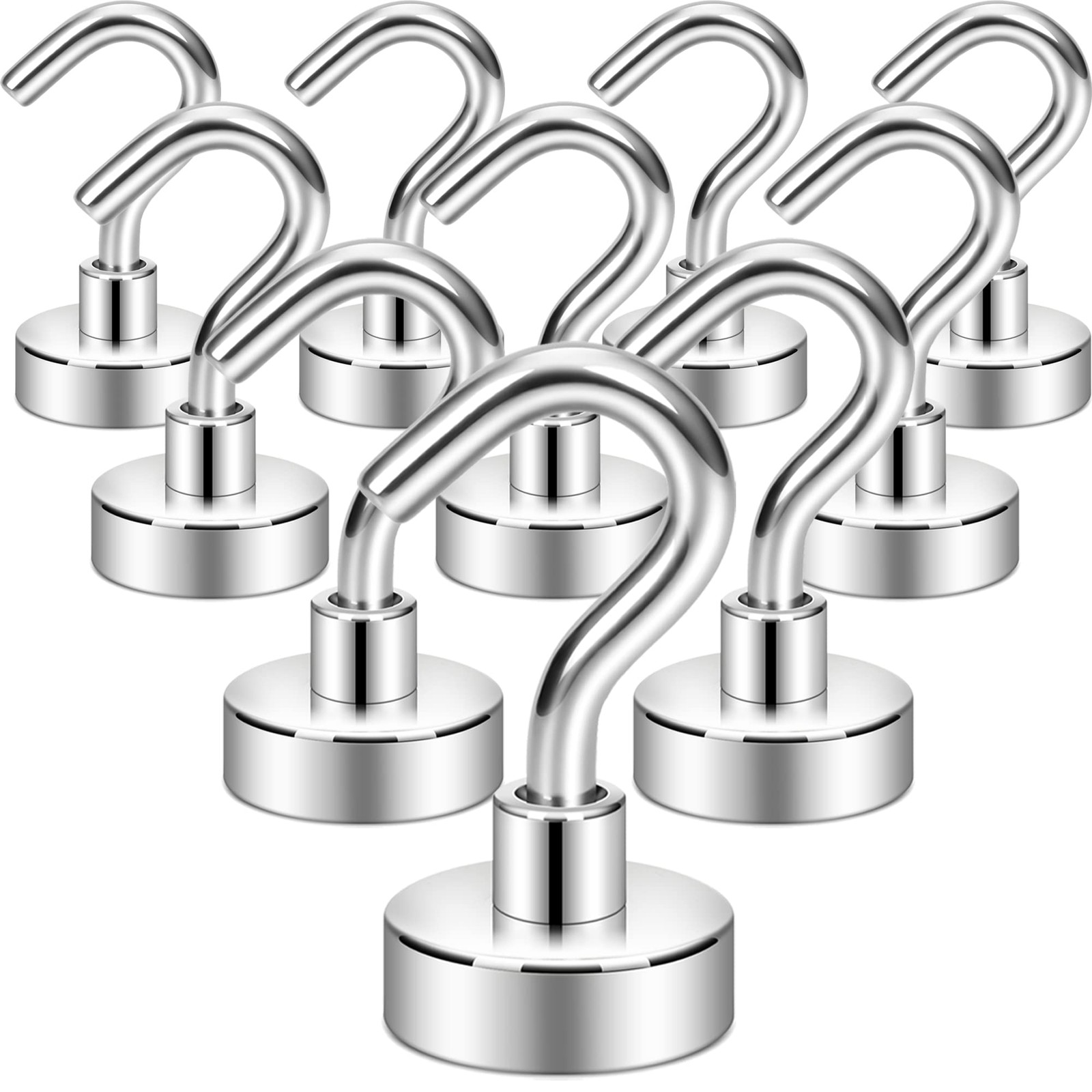 Silver Heavy Duty Magnetic Hooks 30 lb Strong Magnet 0.67 Inch