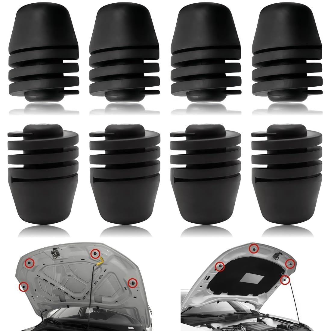 8 Pcs Hood Rubber Cushion Bumper Bonnet Spin Stops Black