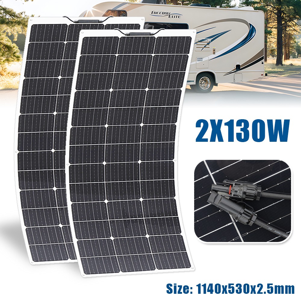 260W Flexible Solar Panel 2x130W Monocrystalline Modul For RV Boat 12V Charging