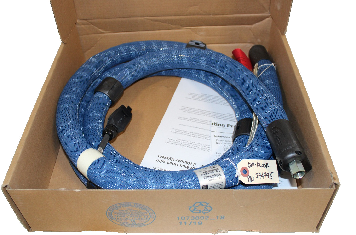 NORDSON 274795 BLUE SERIES 5/16 X 12FT 240V HEATED GLUE HOSE NEW IN BOX