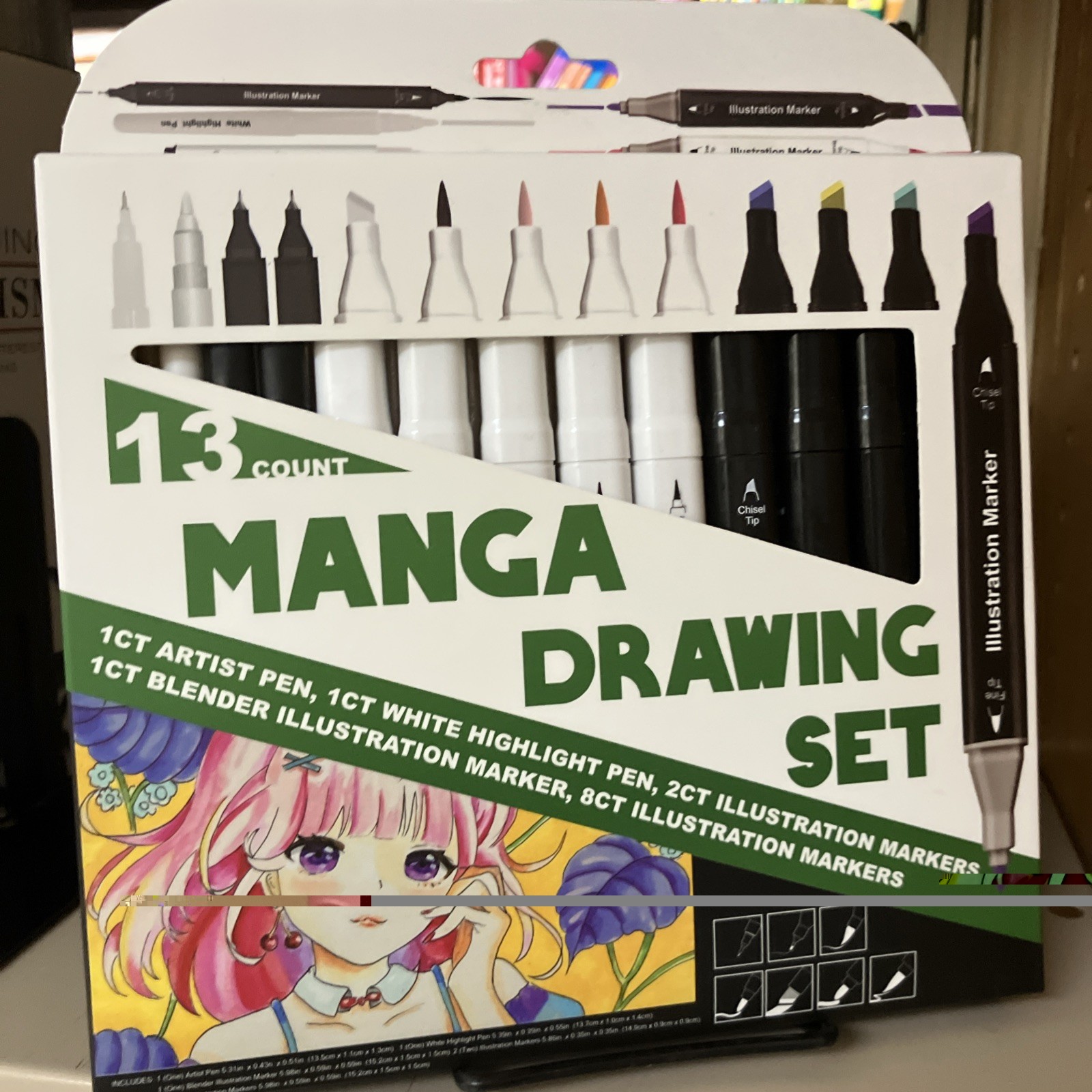 NEW SEALED Manga Drawing Set 13 Count - Double Tipped - Markers Color