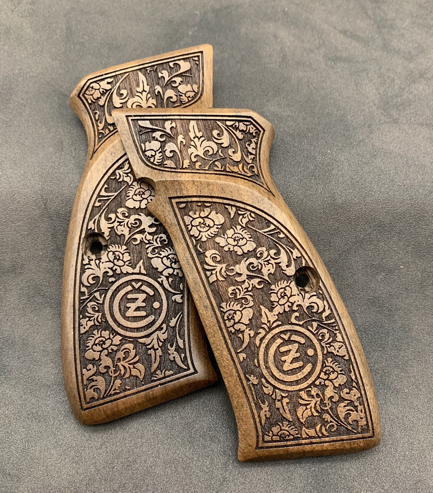 CZ 75, CZ 75B, CZ 75 SP-01 Wood Grips. Turkish Walnut Wood. Floral. Handmade.